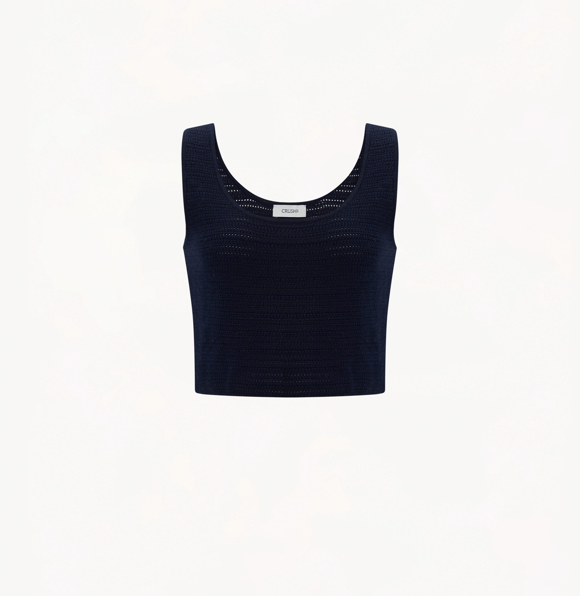 SILK WOOL BLEND POINTELLE-KNIT TANK TOP in Blue made by CRUSH Collection