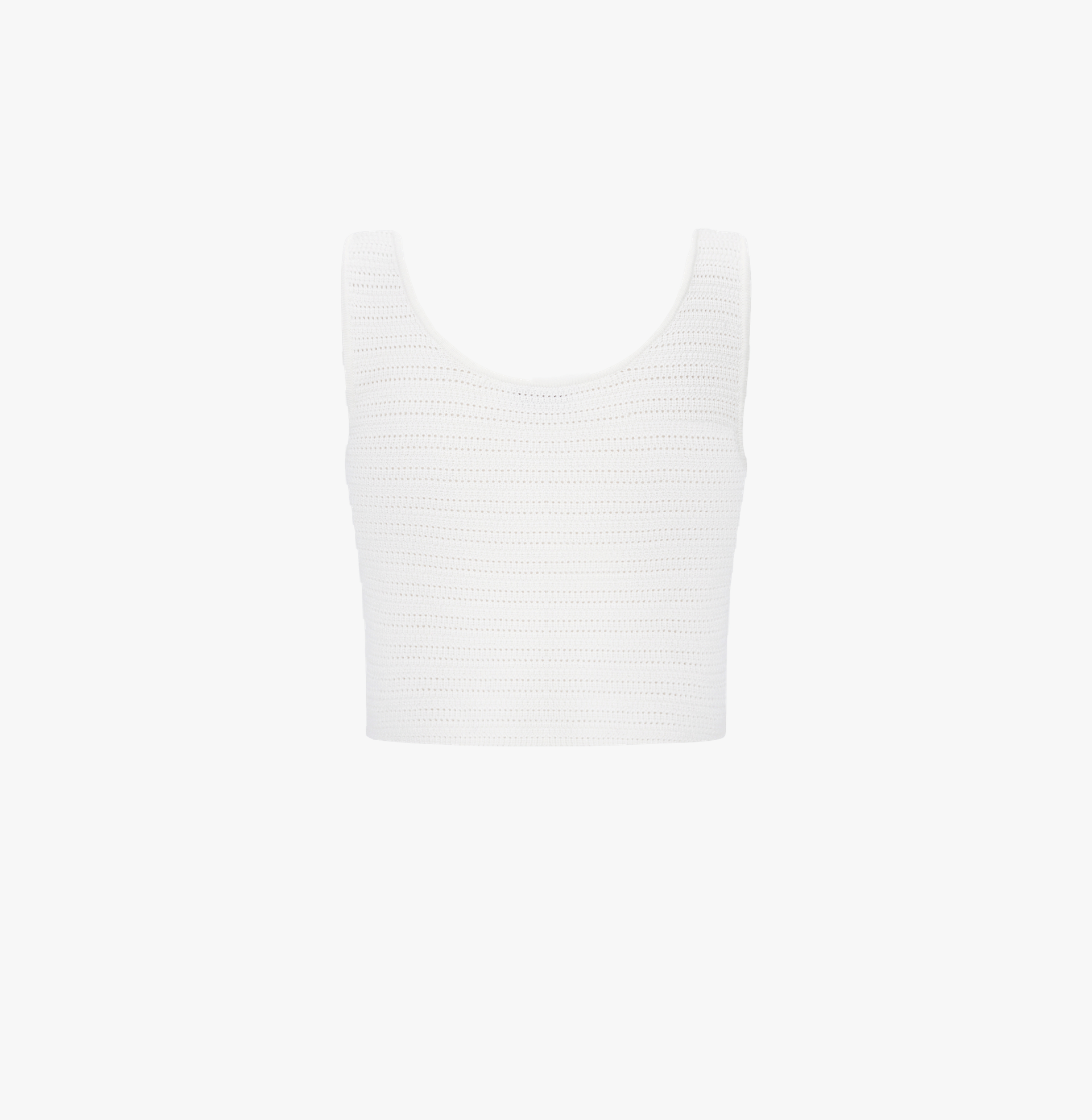SILK WOOL BLEND POINTELLE-KNIT TANK TOP in White made by CRUSH Collection