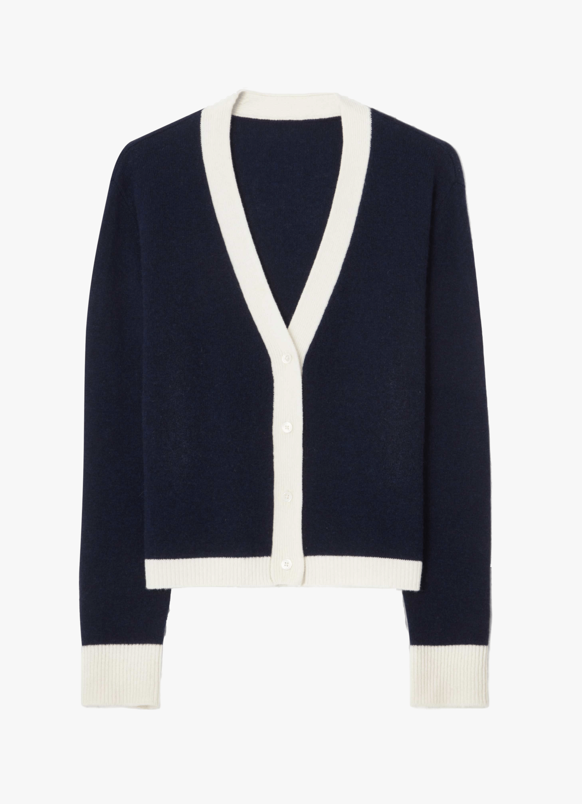 Colourblock Cardigan Blue & White made by CLOEYS