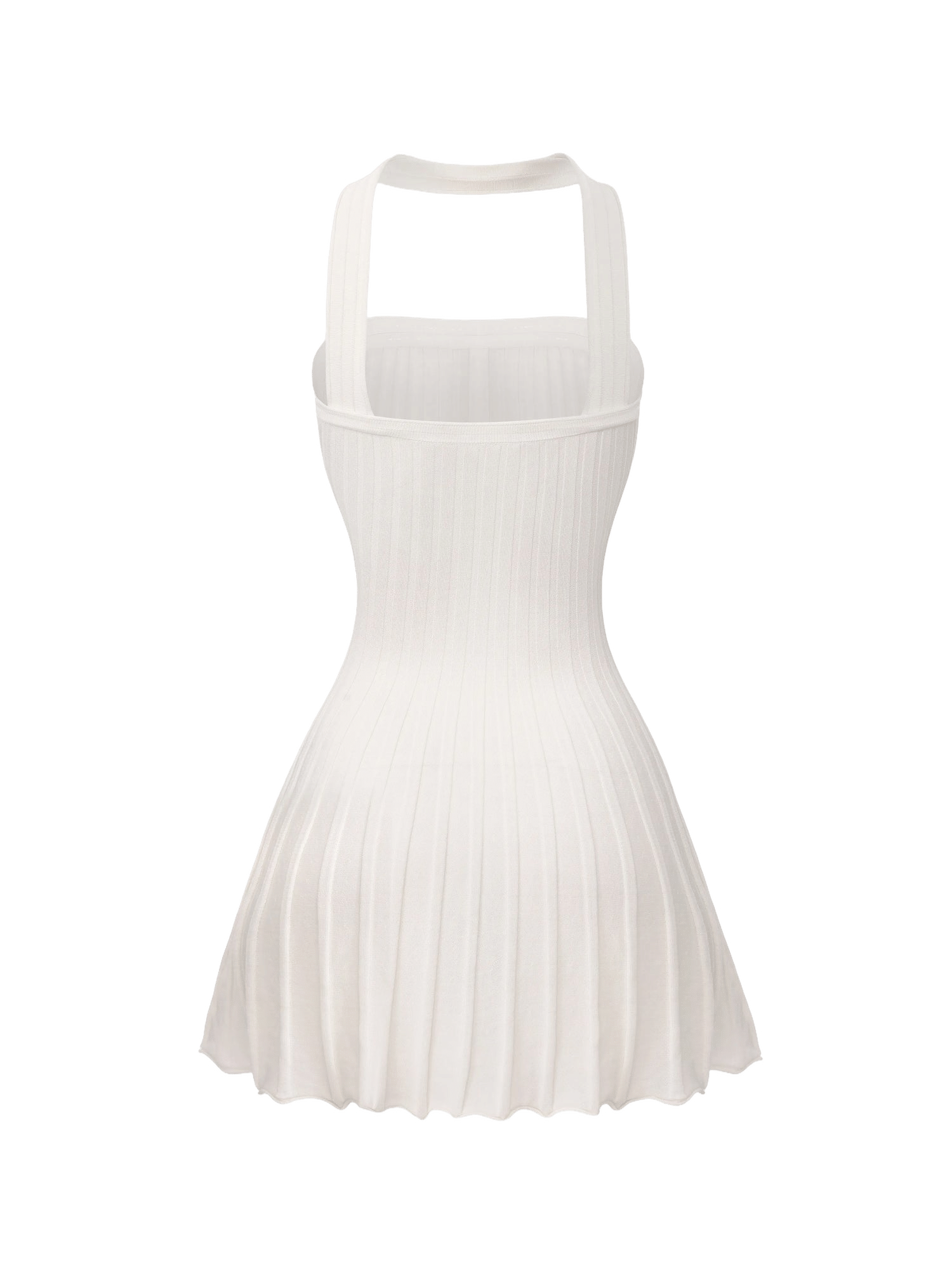 Ava Reverse Halter White Knit Flared Dress made by Nana Jacqueline