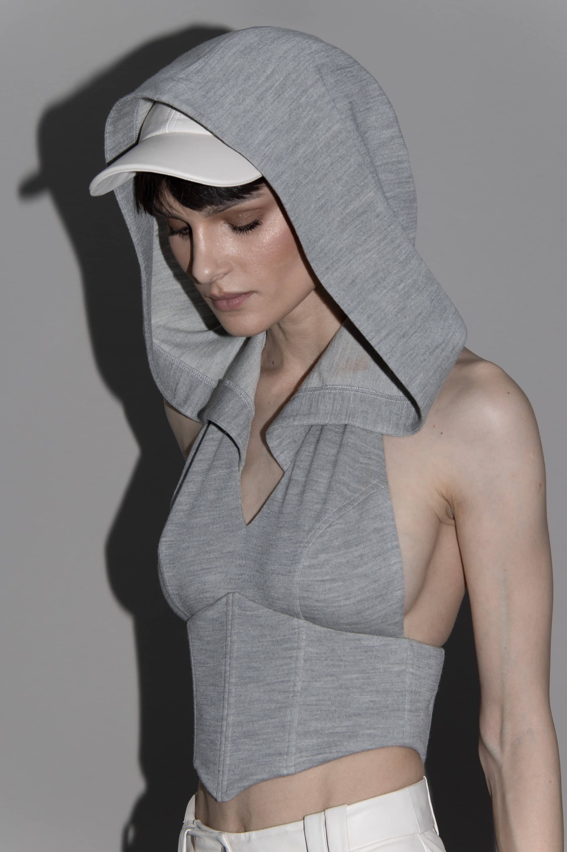 JERSEY HOODED CORSET in Grey made by Vestiaire d'un Oiseau Libre