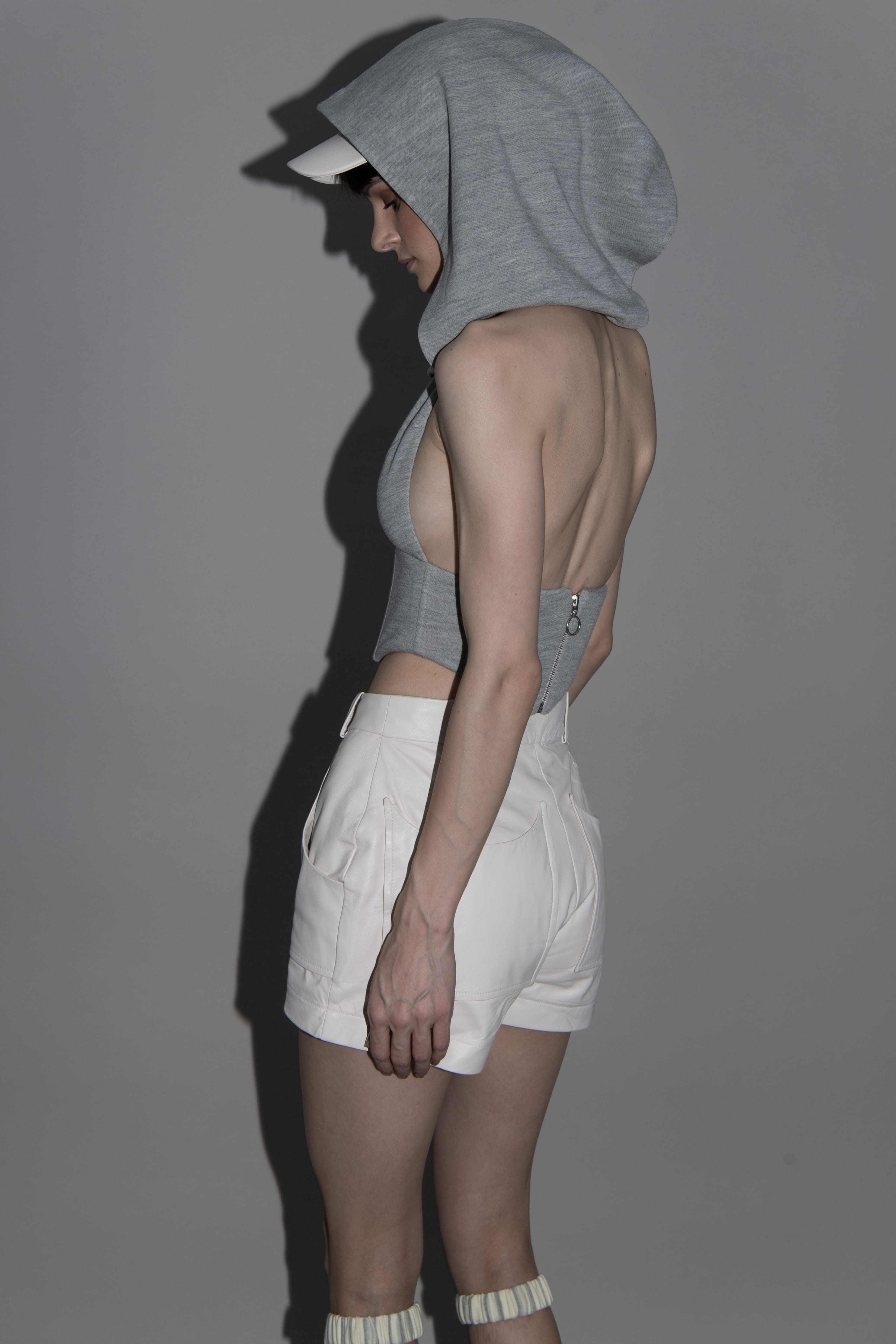 JERSEY HOODED CORSET in Grey made by Vestiaire d'un Oiseau Libre