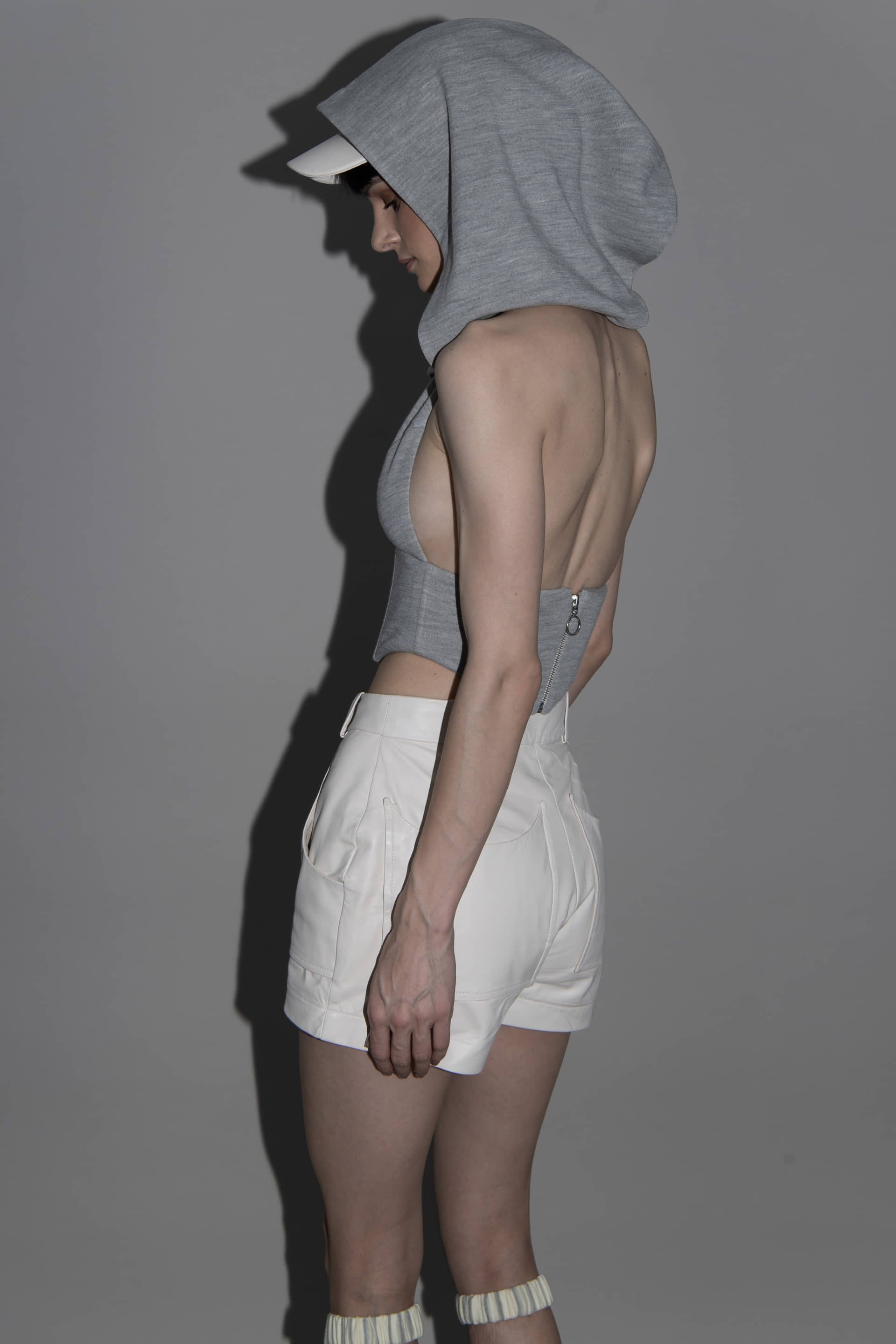 JERSEY HOODED CORSET in Grey made by Vestiaire d'un Oiseau Libre