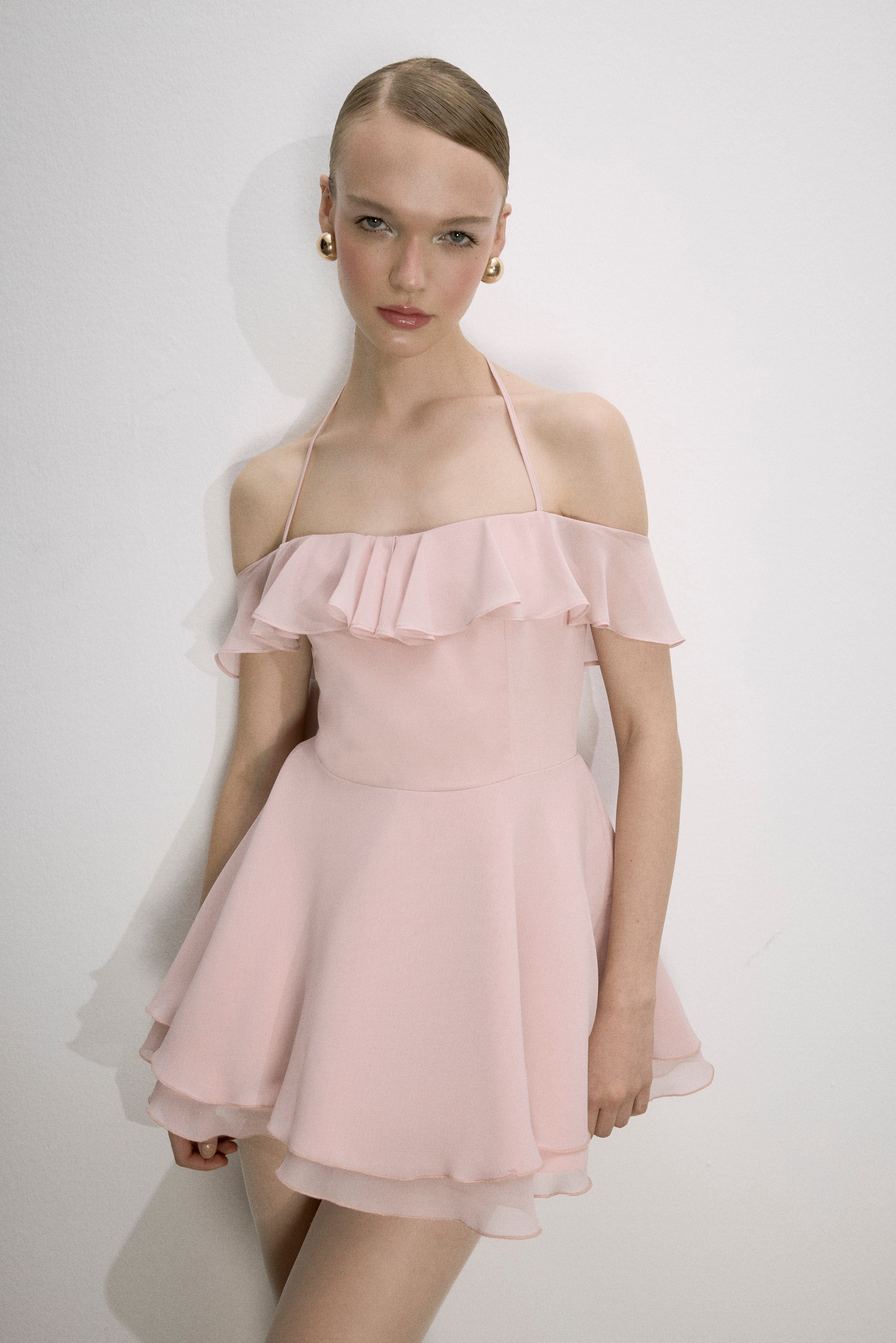 Evie Mini Dress In Tender Peach made by Nazli Ceren