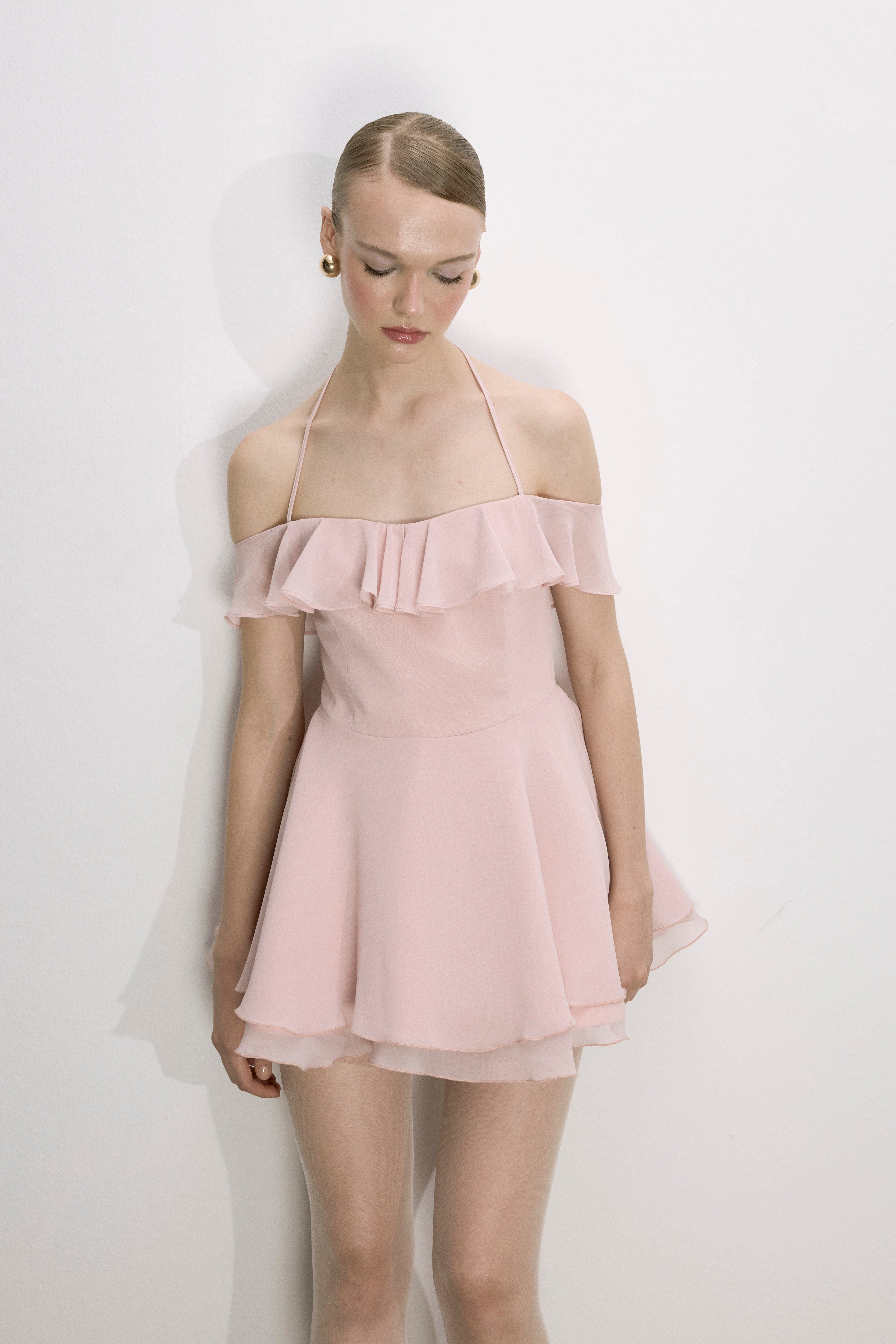 Evie Mini Dress In Tender Peach made by Nazli Ceren