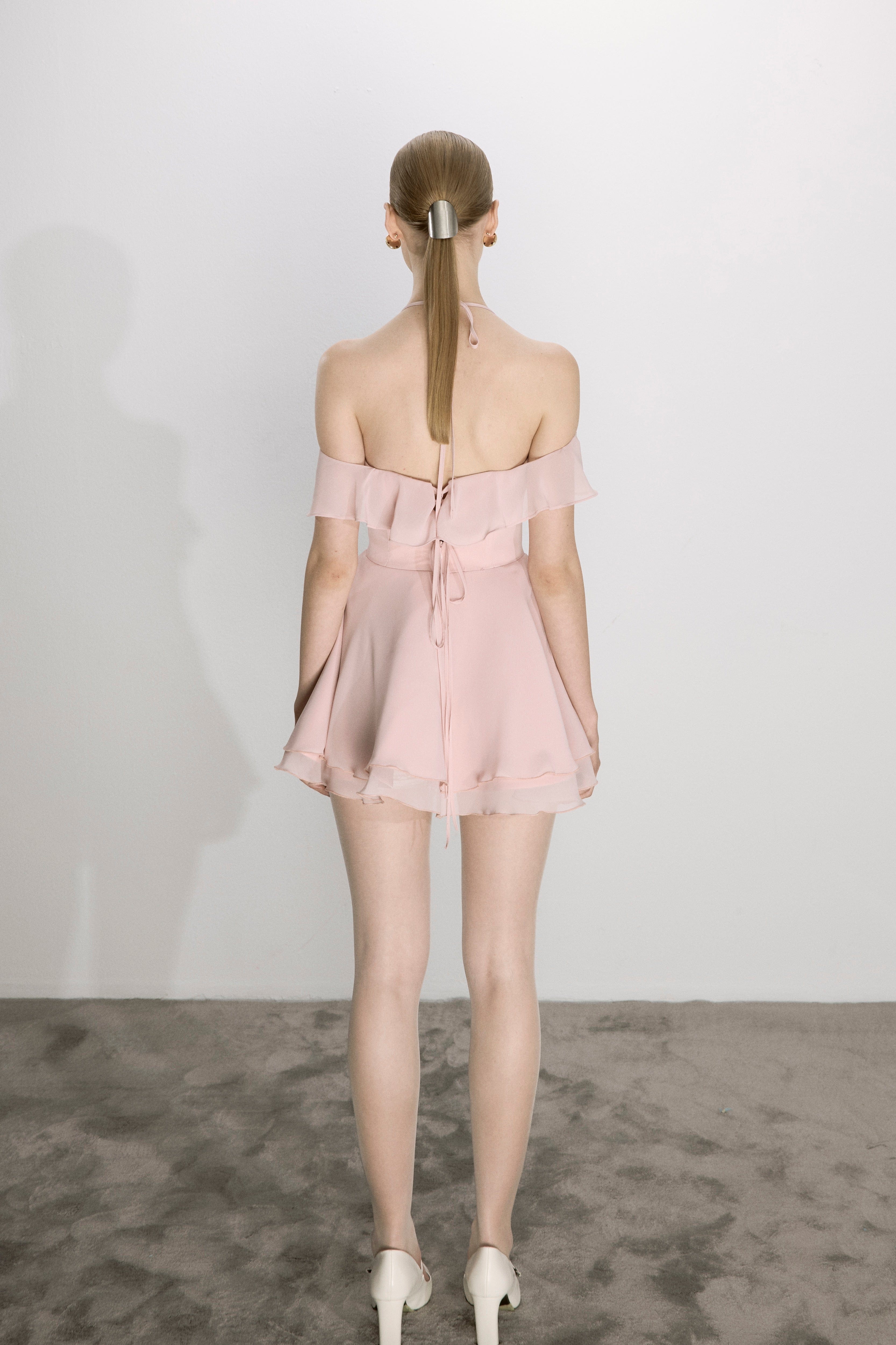 Evie Mini Dress In Tender Peach made by Nazli Ceren