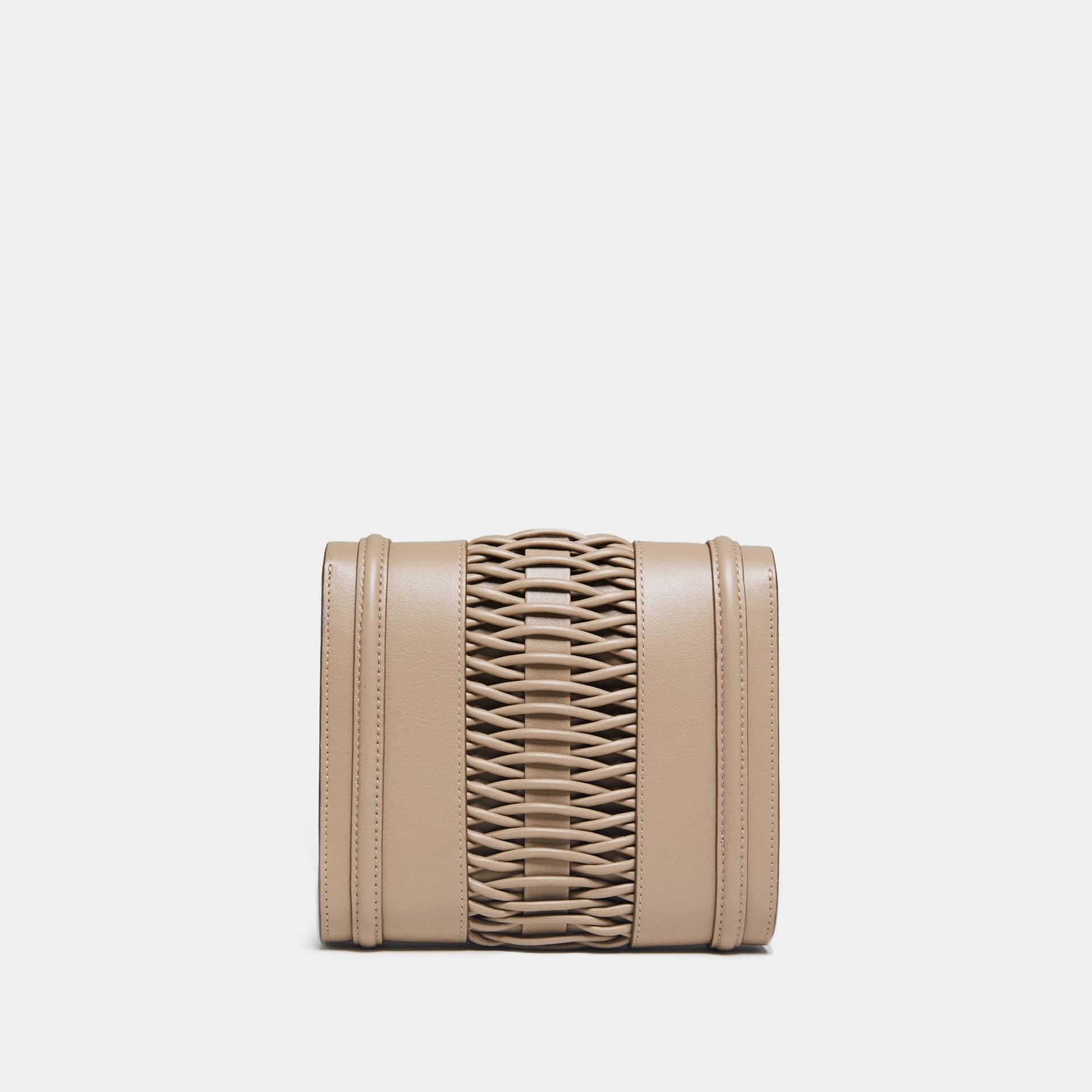 Mini Giovanna taupe braided clutch made by Yliana Yepez
