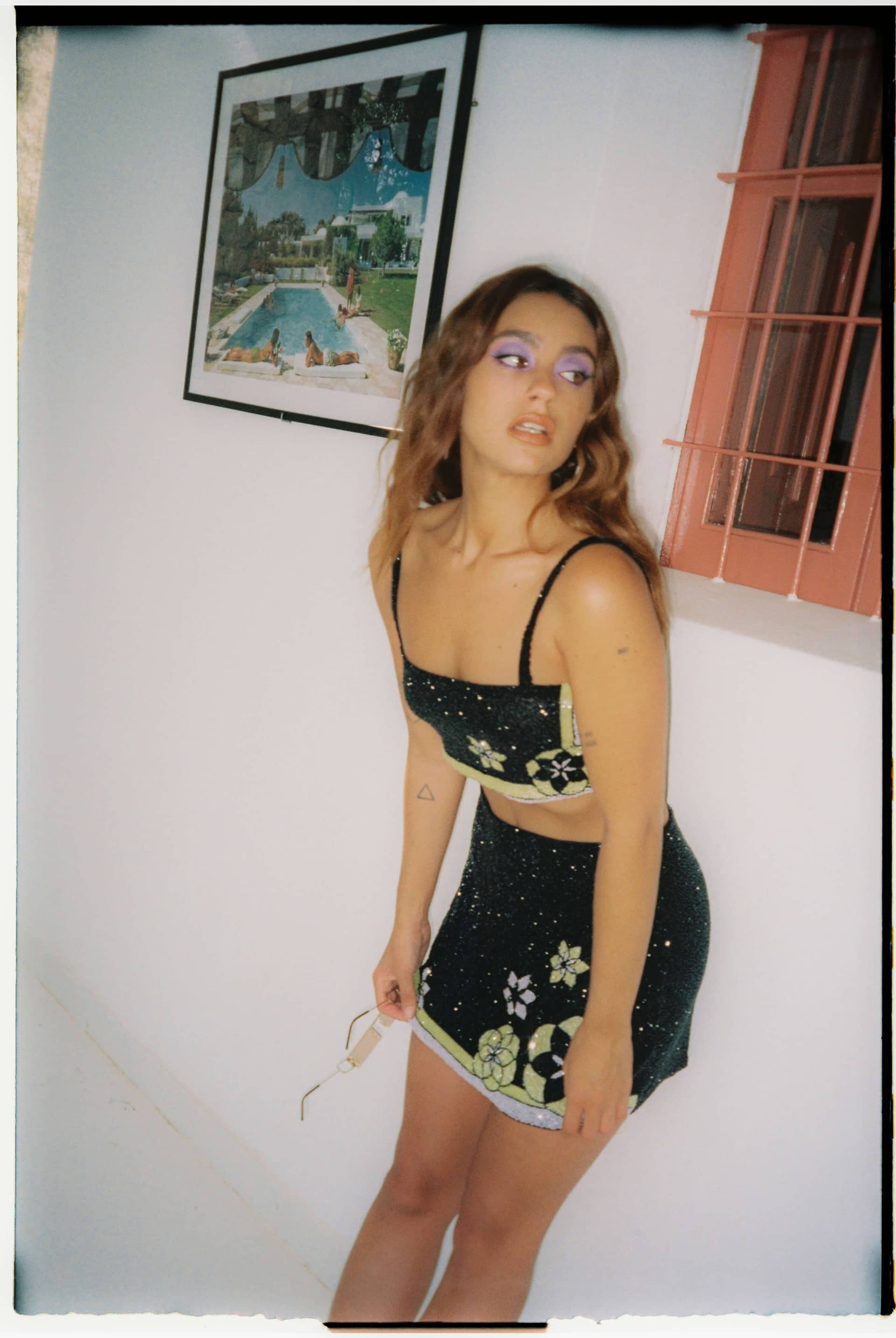 Mei Hand Embroidered Summer Co-ord Black in Black made by Oceanus Swimwear