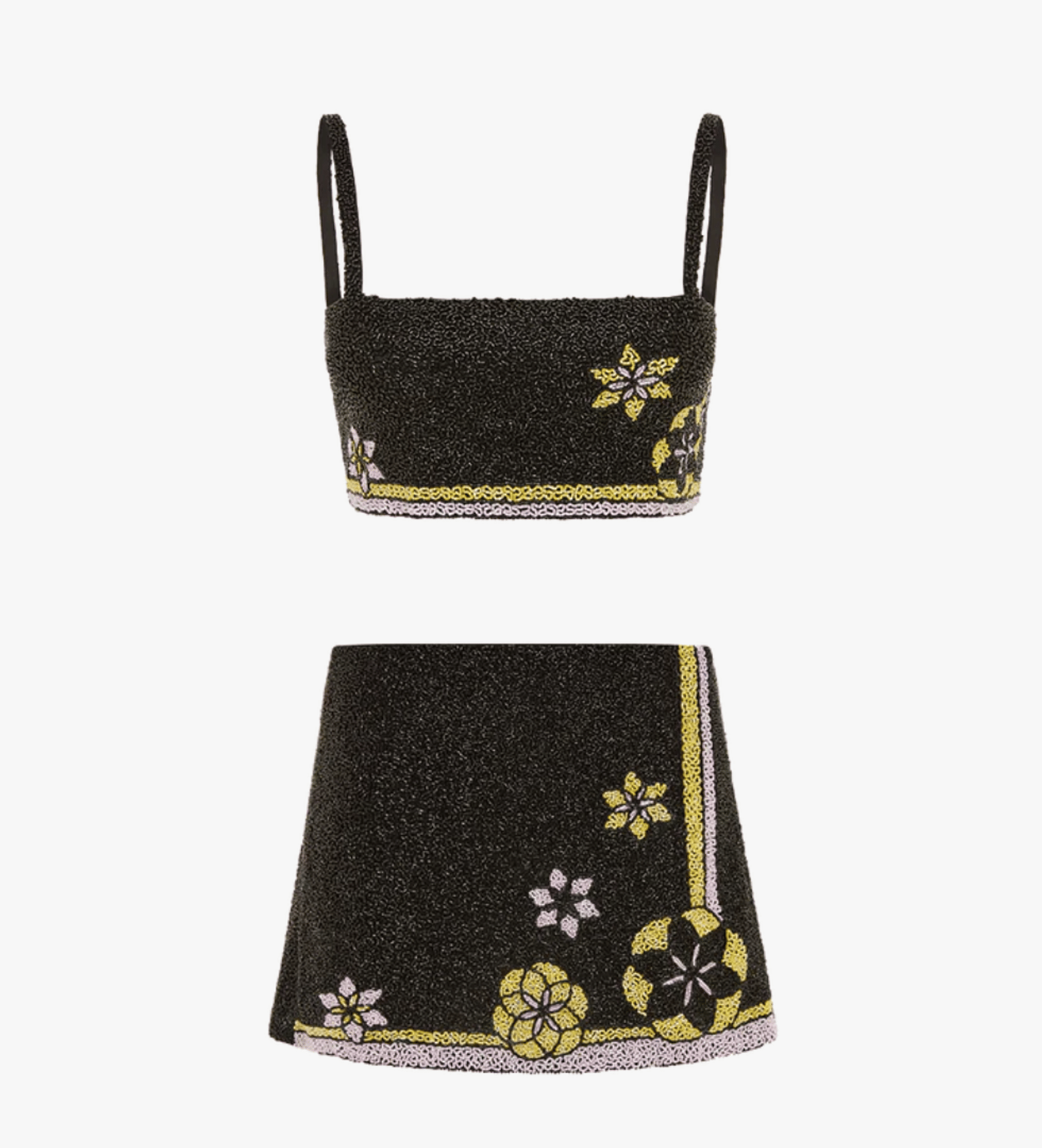 Mei Hand Embroidered Summer Co-ord Black in Black made by Oceanus Swimwear