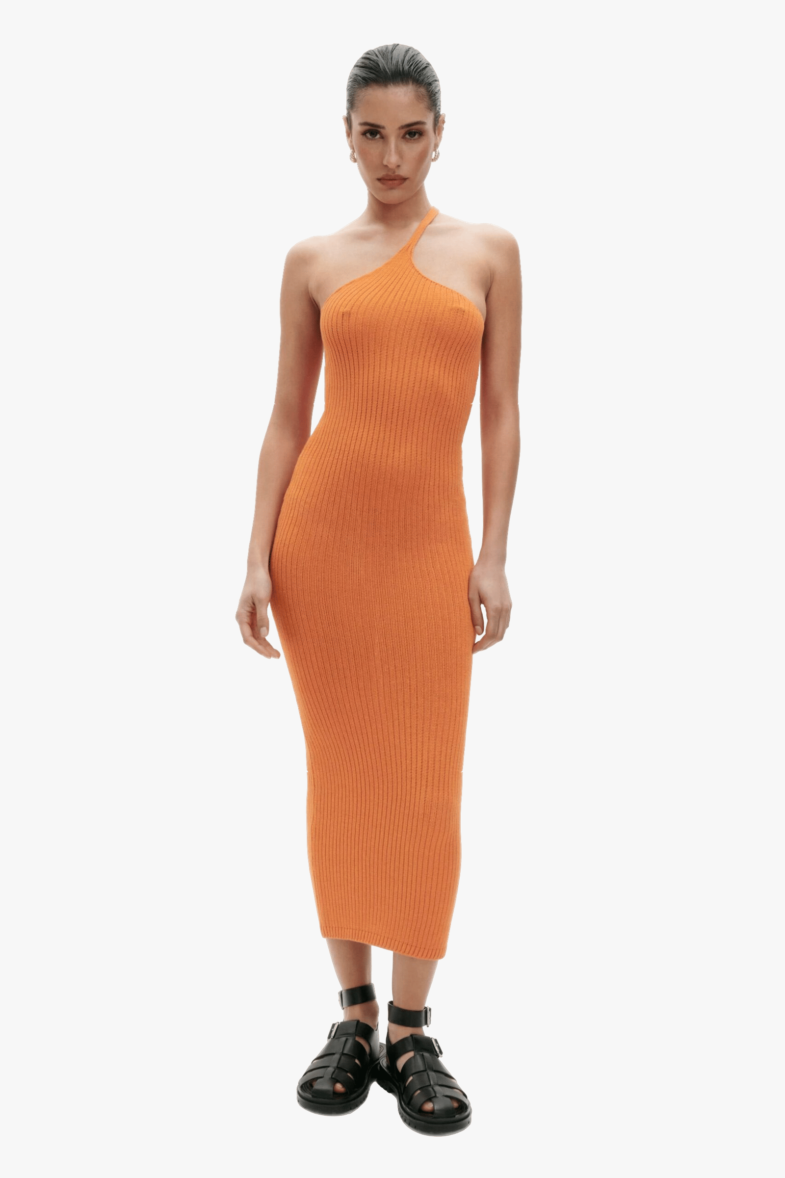 ORANGE KNITTED DRESS made by BENU Studio