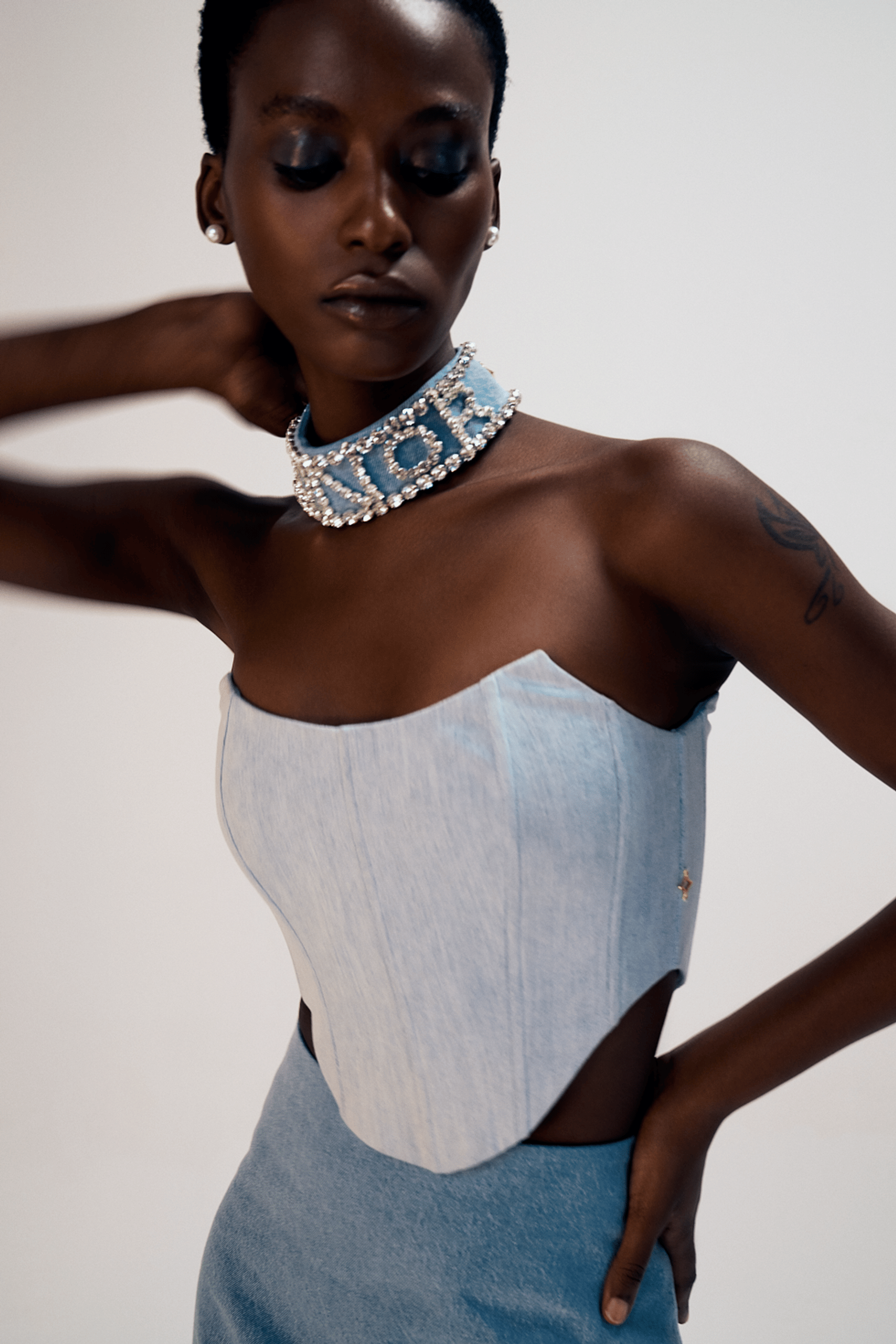 Honor Denim Crystal Choker made by ONORI