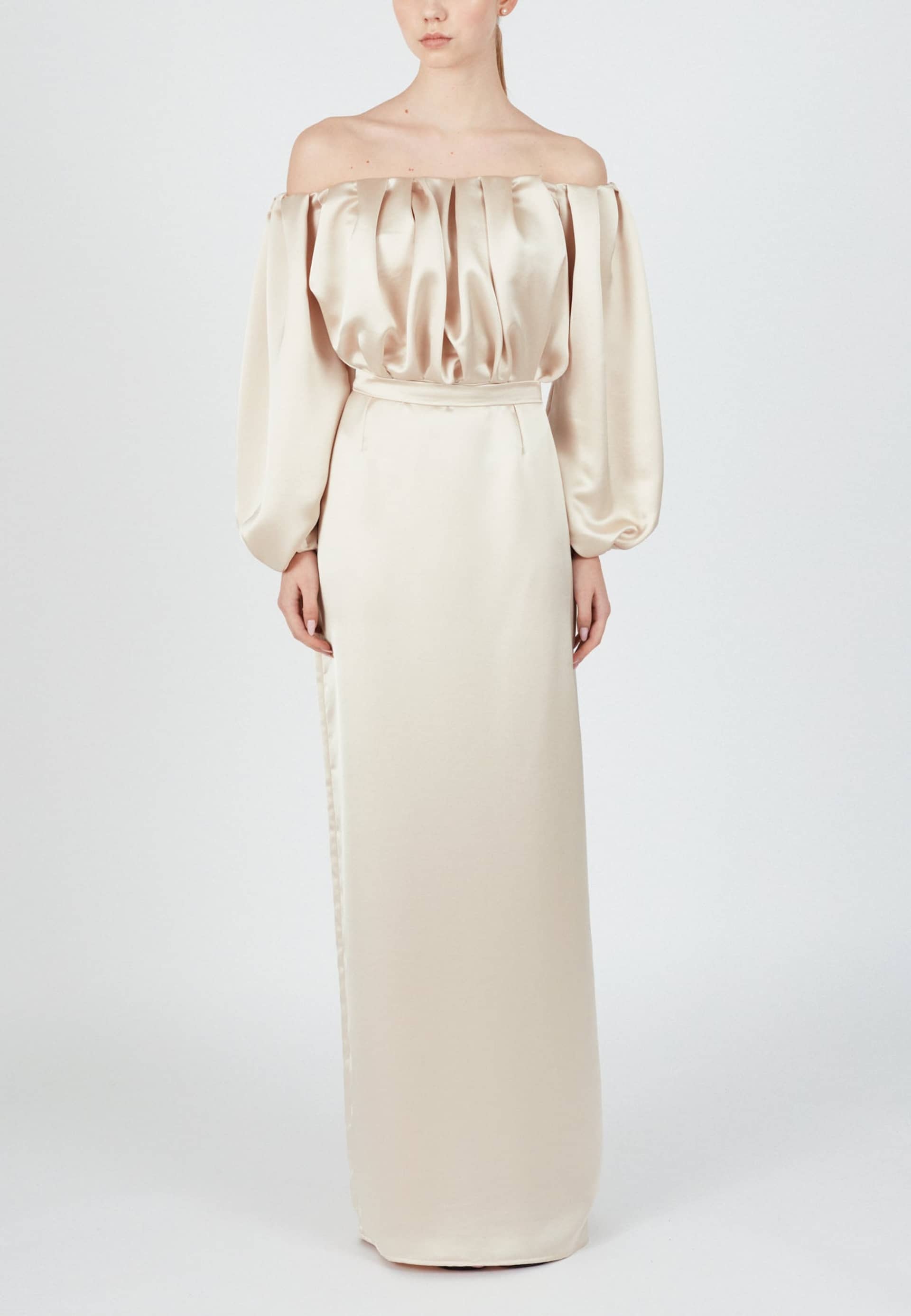 ALICE beige long off shoulder dress in Beige made by UNDRESS