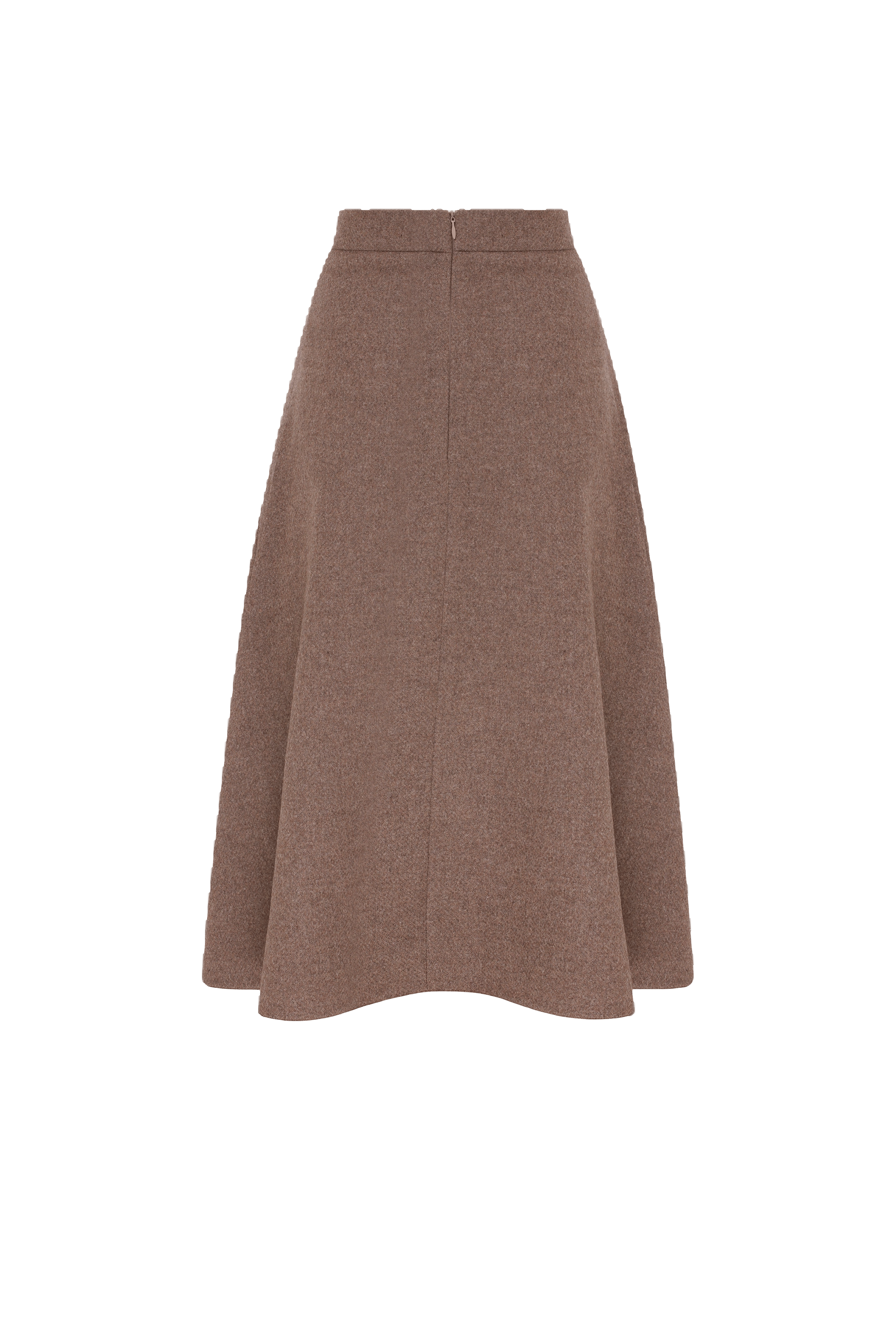 Eliza Wool Plaid  Asymmetric Midi Skirt in Mocha in Brown made by Nazli Ceren