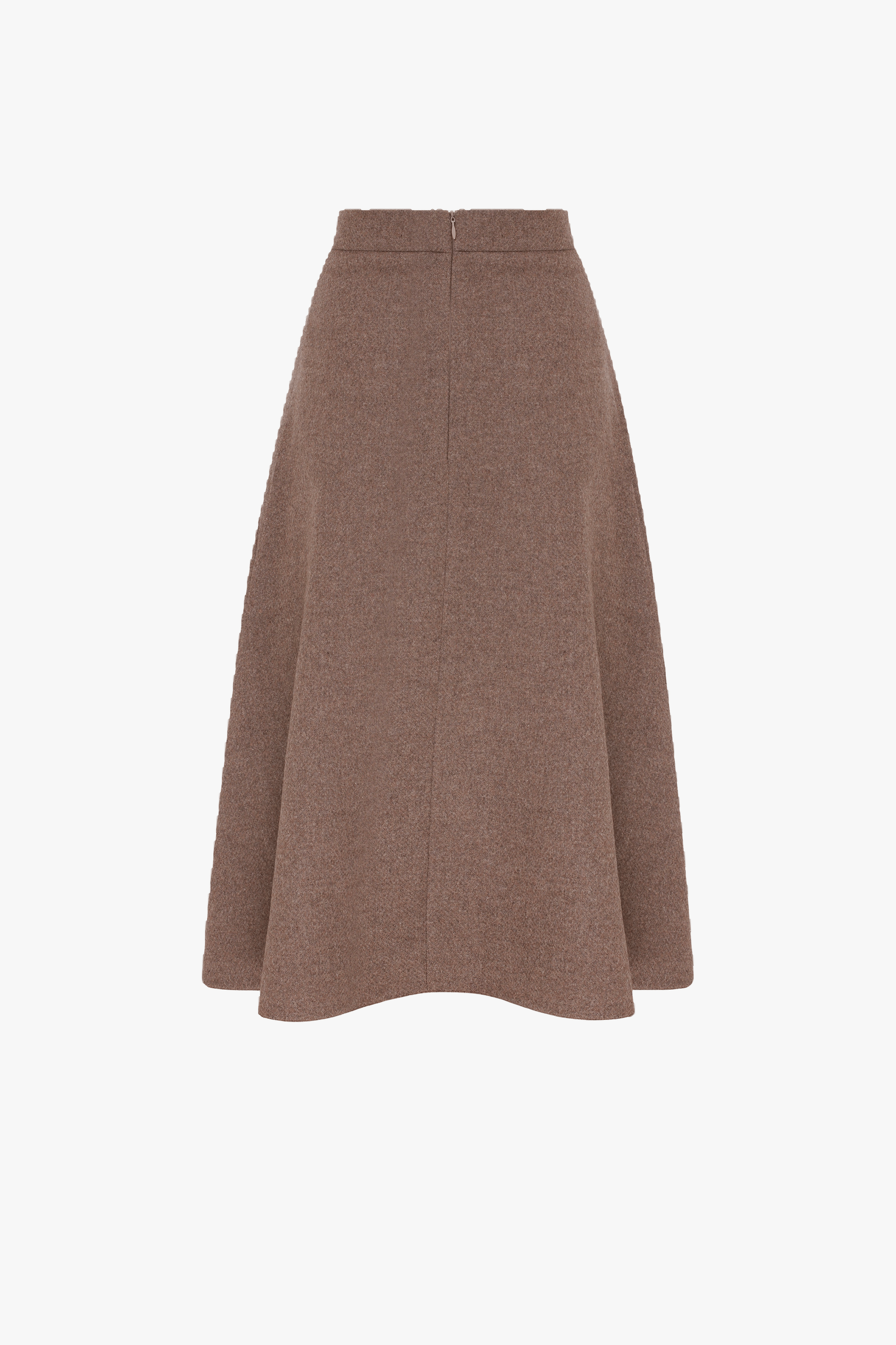 Eliza Wool Plaid Asymmetric Midi Skirt in Mocha in Brown made by Nazli Ceren