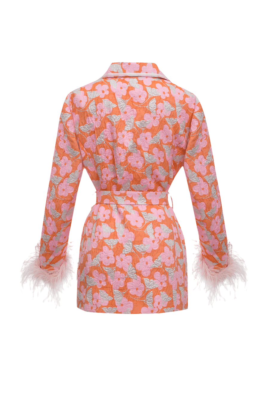 Pink Jacqueline Jacket  №21 With Detachable  Feather Cuffs in Pink made by ANDREEVA