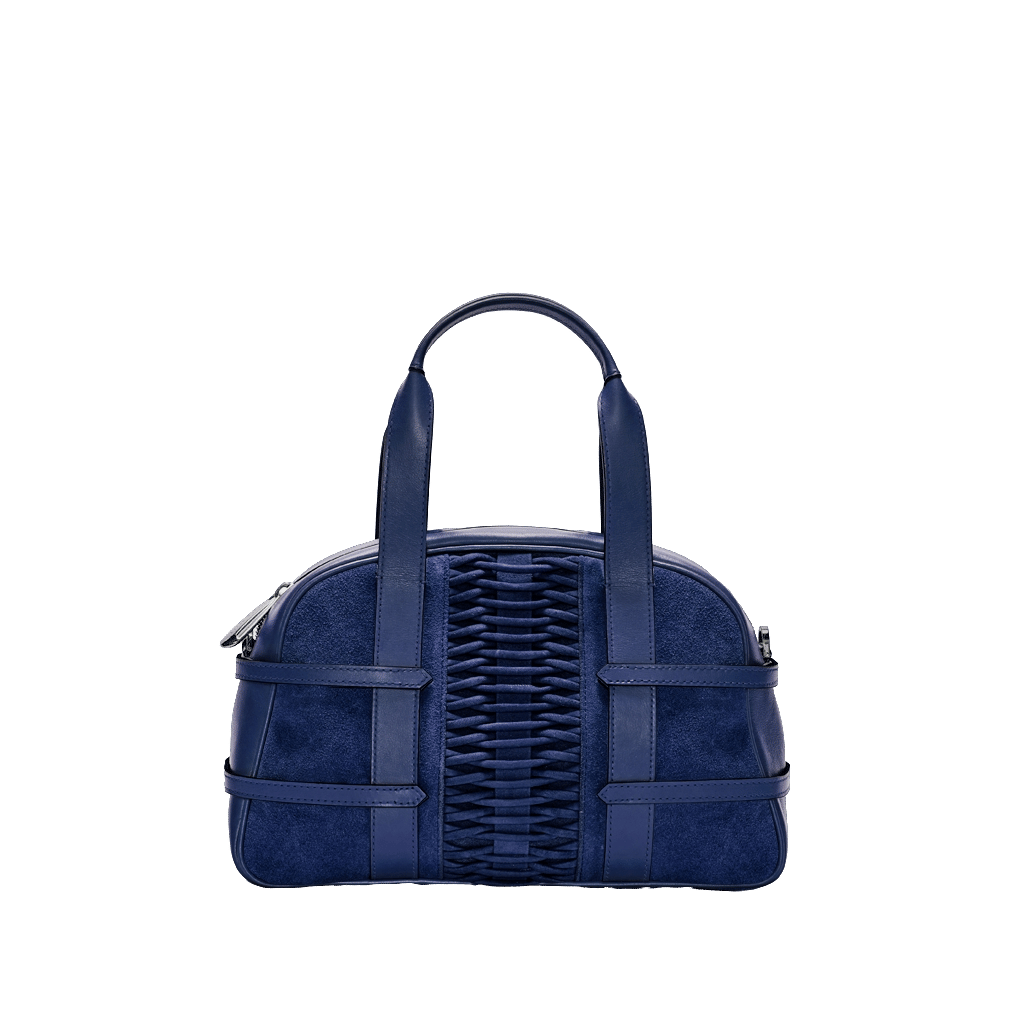 Medium Francesca suede braided navy satchel made by Yliana Yepez