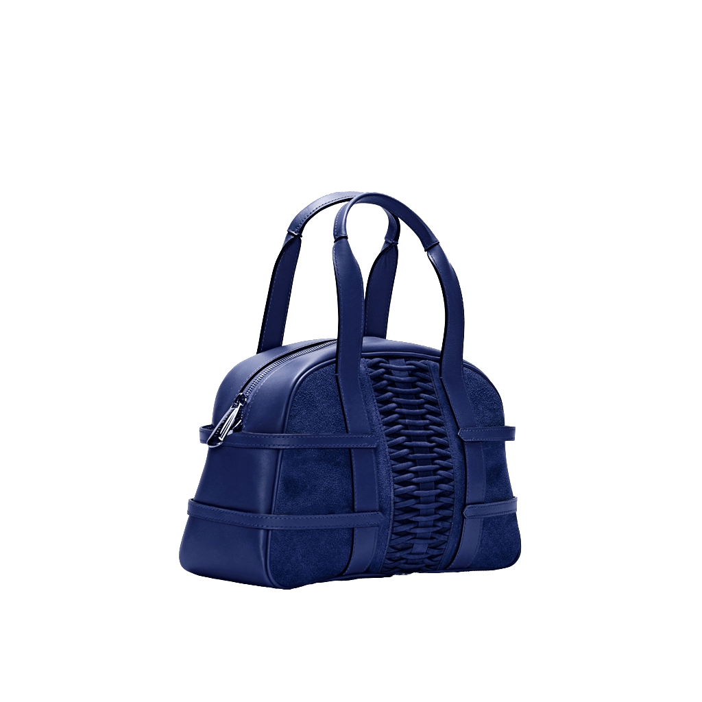 Medium Francesca suede braided navy satchel made by Yliana Yepez