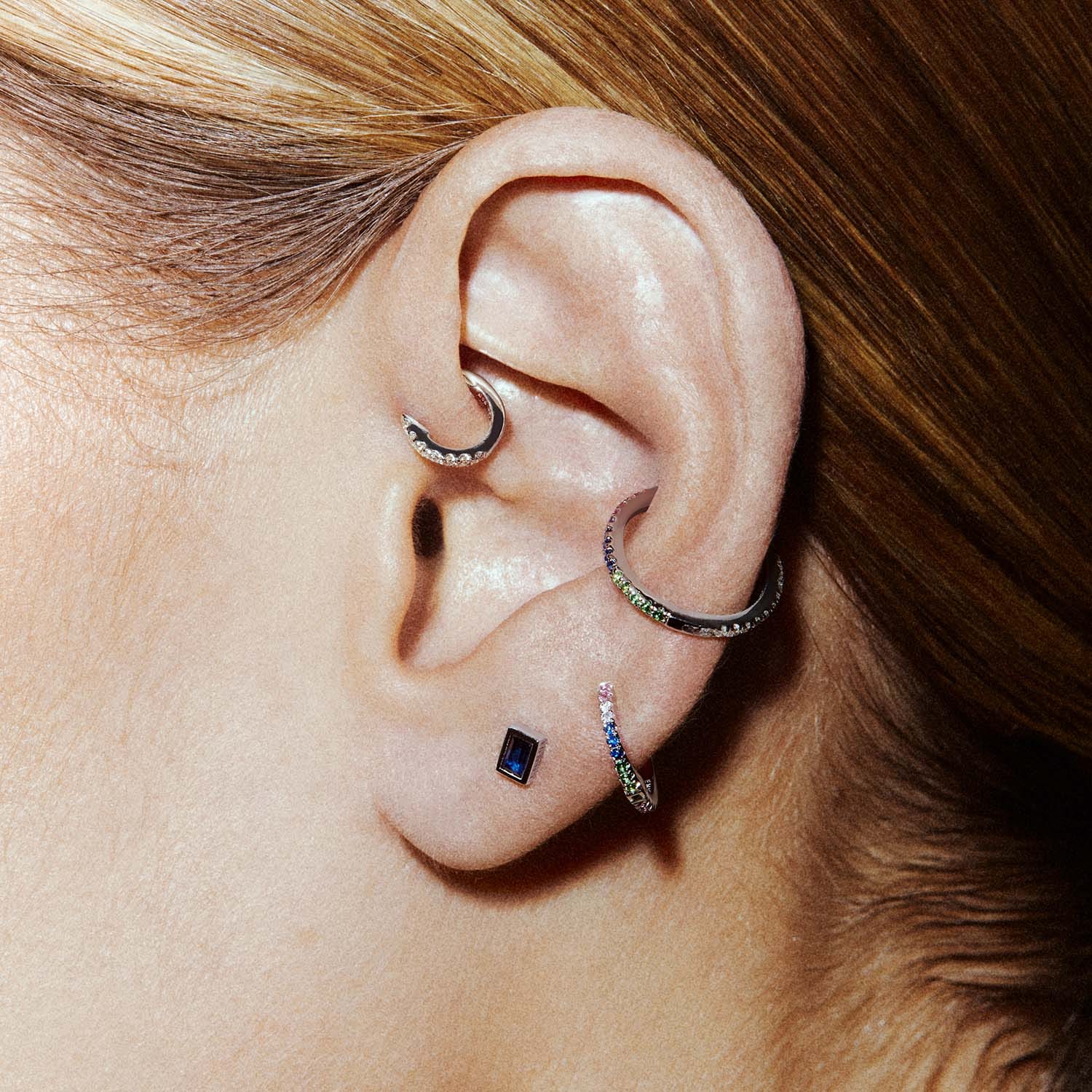 RECTANGULAR LABRET - DARK BLUE & WHITE GOLD made by ENNUI