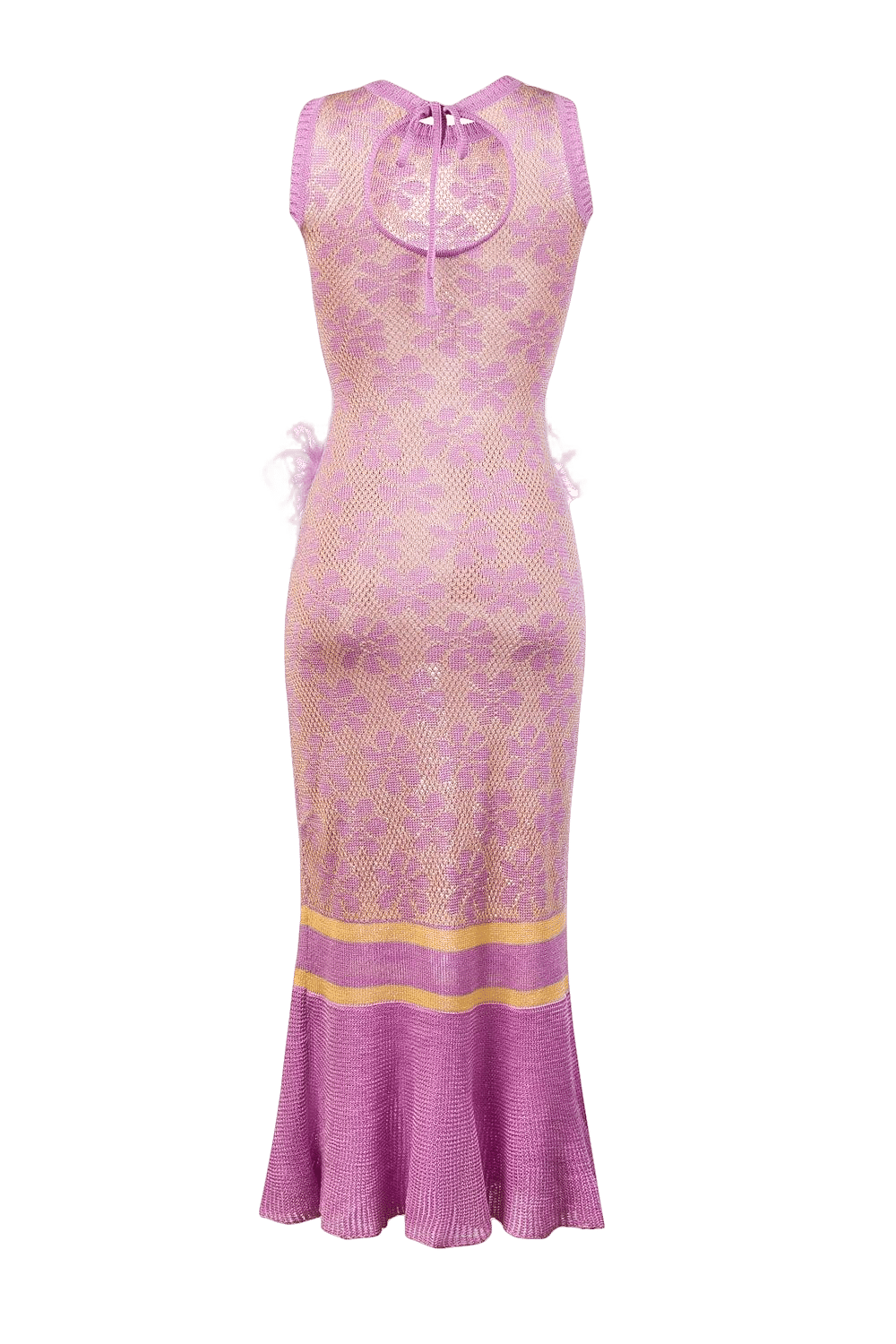 Lavender Knit Dress With Feathers Details made by ANDREEVA