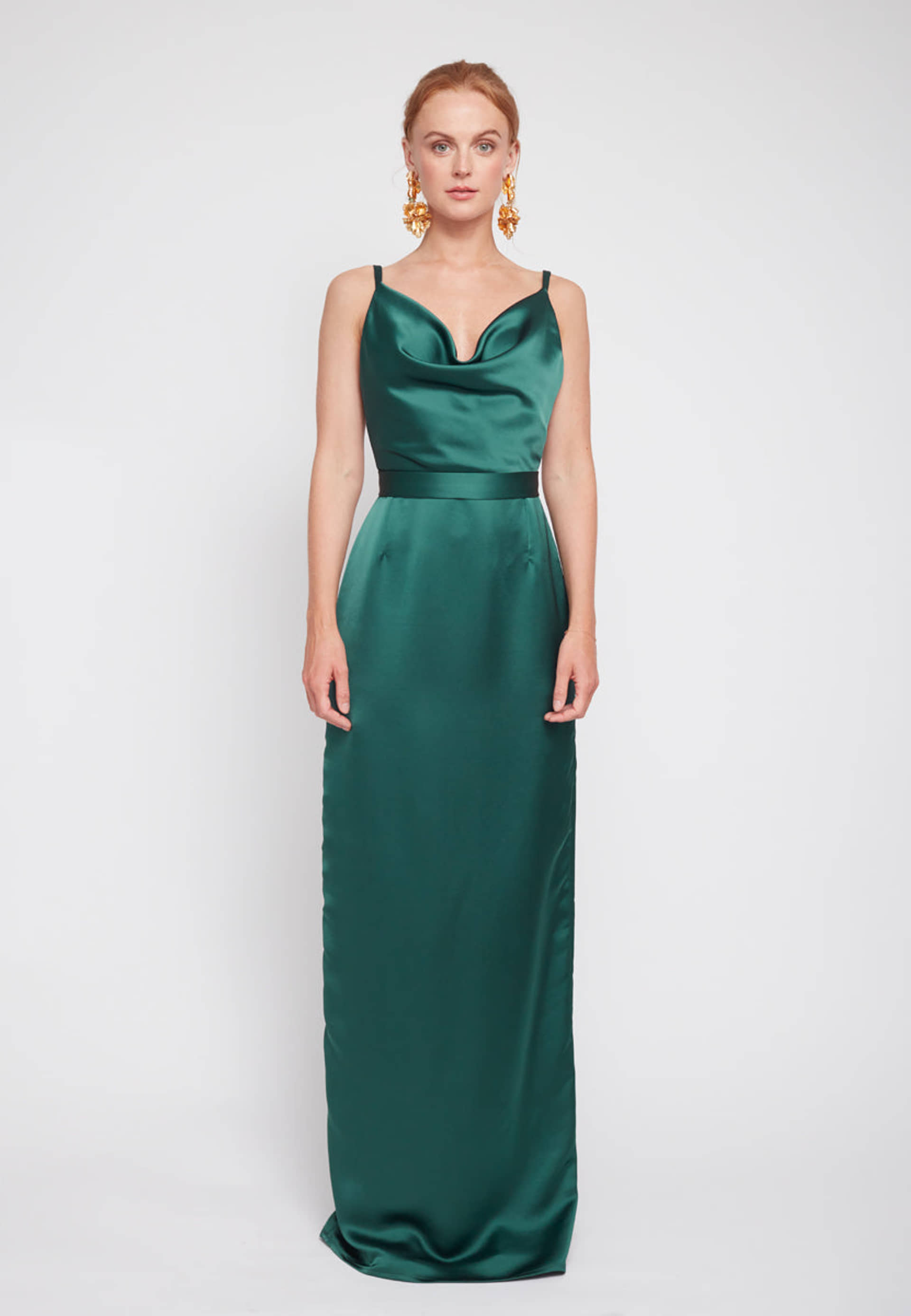 AMILA deep green maxi dress with open back made by UNDRESS