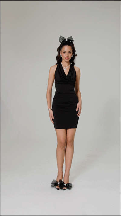Estrella Silk Dress (Black) (Final Sale) in Black made by Nana Jacqueline