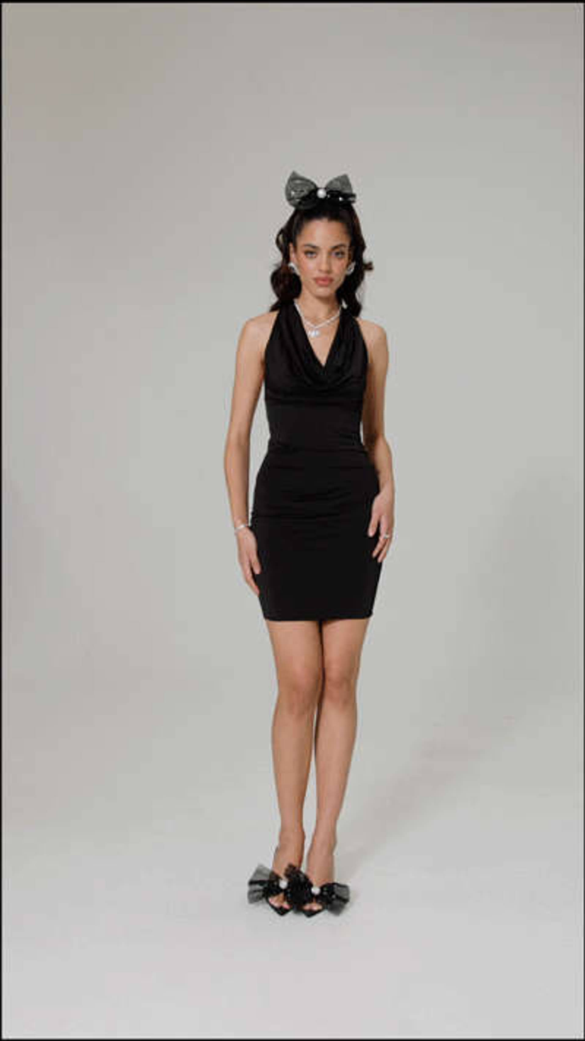 Estrella Silk Dress (Black) (Final Sale) in Black made by Nana Jacqueline