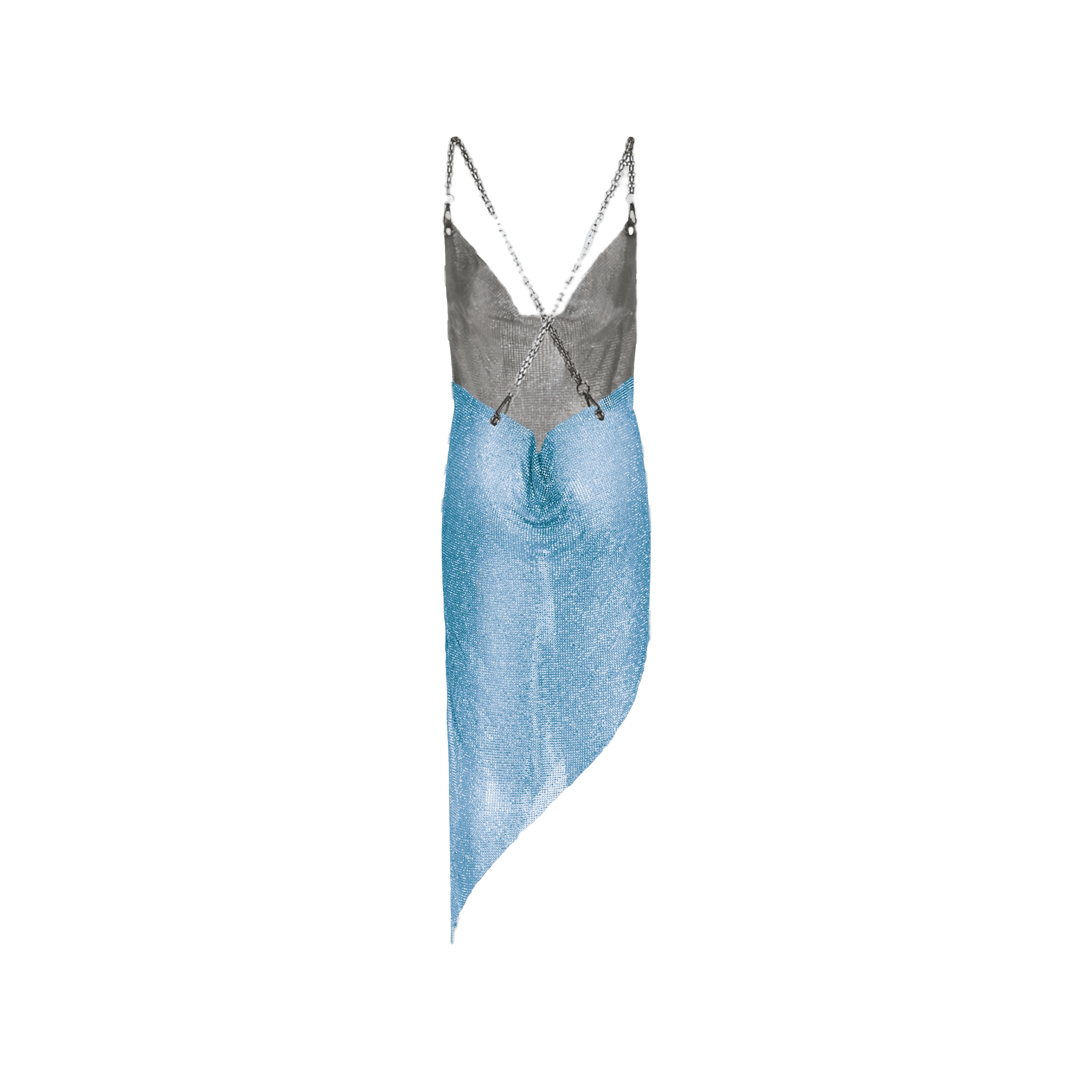 Aqua X chain crystals slit dress made by Daniele Morena