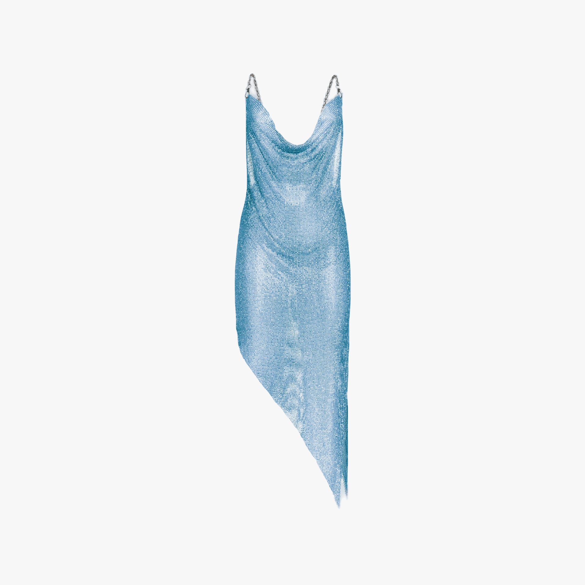 Aqua X chain crystals slit dress made by Daniele Morena