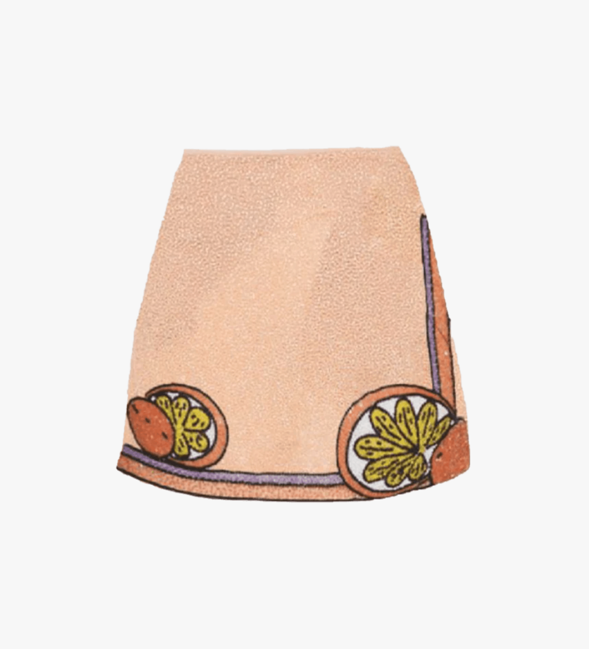 Melodie Co-ord Hand Embroidered Crystal Peach Skirt in Beige made by Oceanus Swimwear