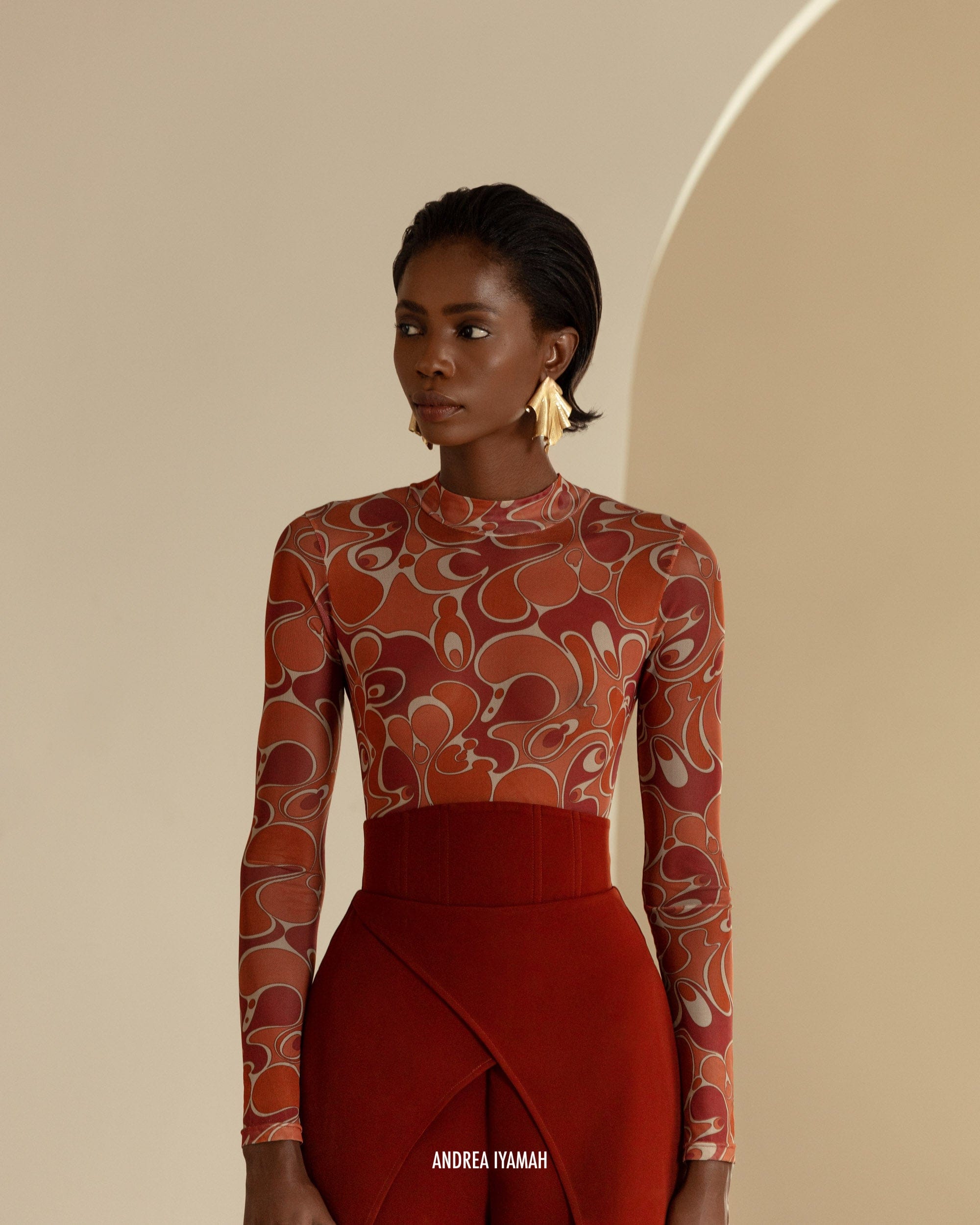 ELLE CARO PRINT BODYSUIT made by Andrea Iyamah