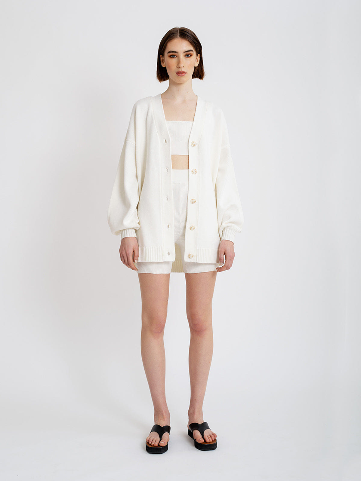 Leona Cardigan in White made by AÉRYNE