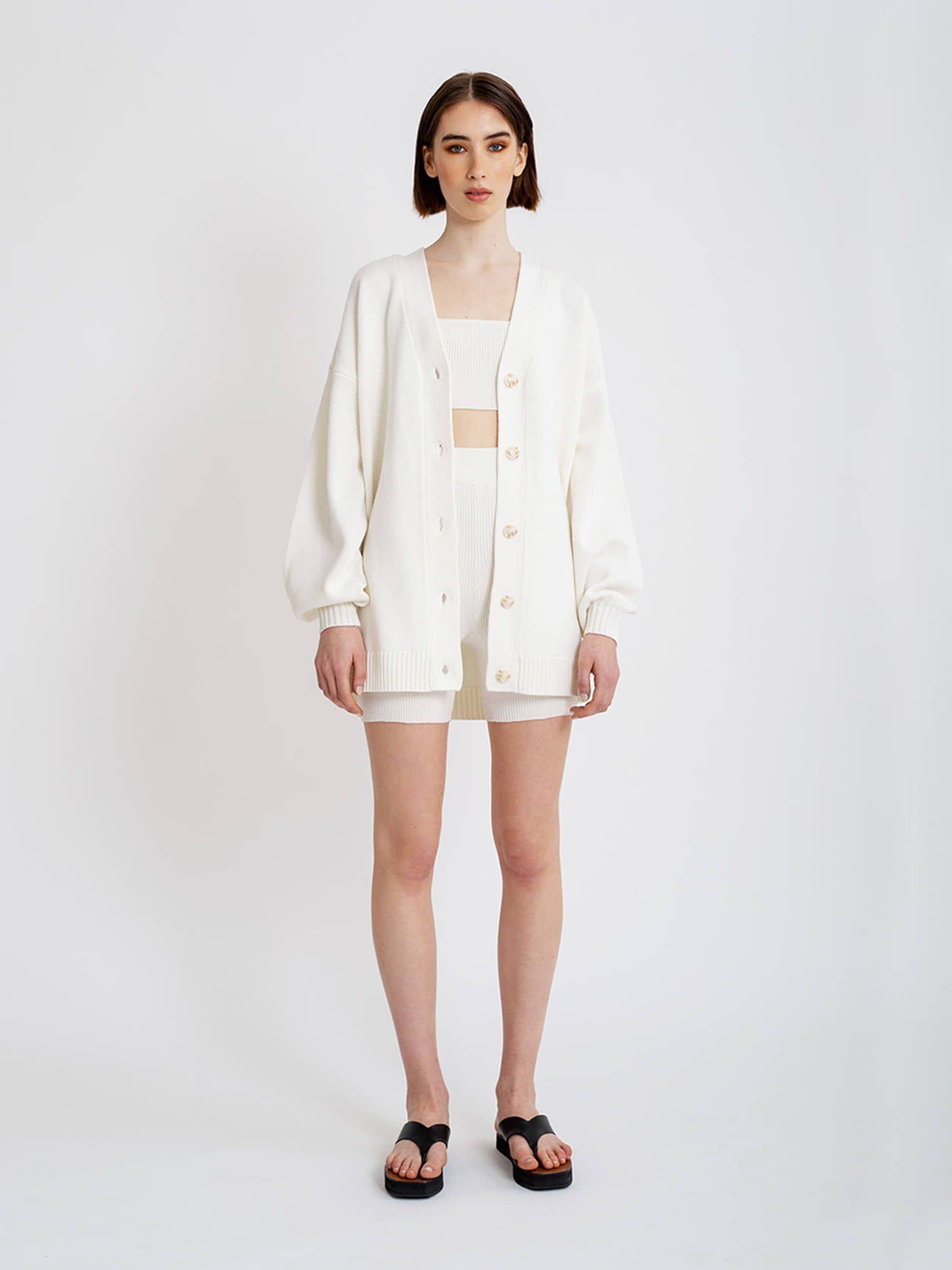 Leona Cardigan in White made by AÉRYNE