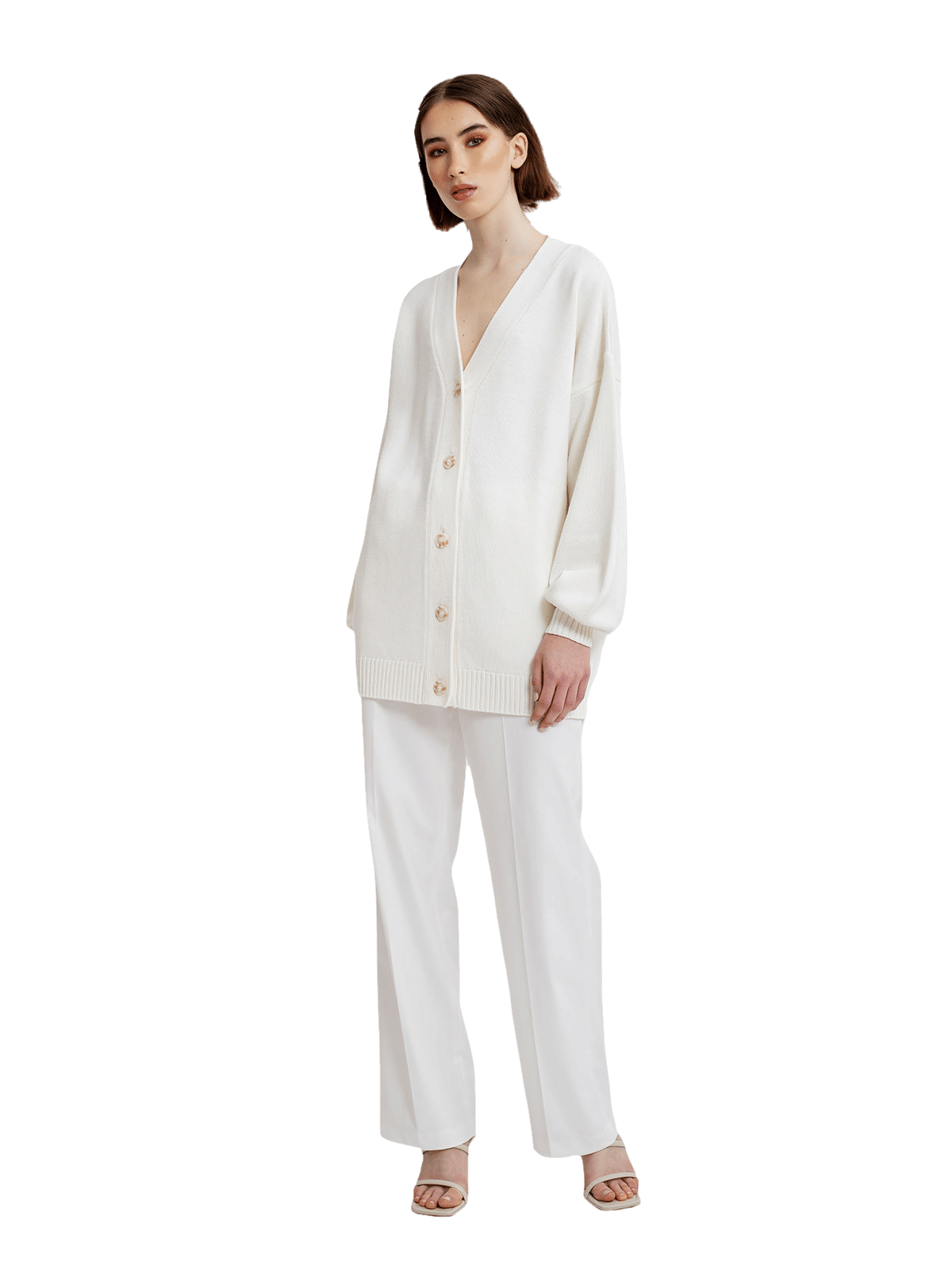 Leona Cardigan in White made by AÉRYNE