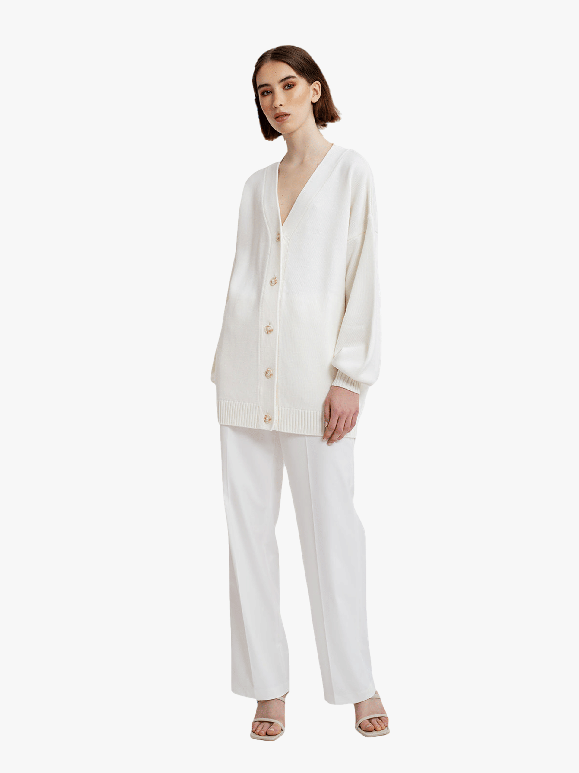 Leona Cardigan in White made by AÉRYNE