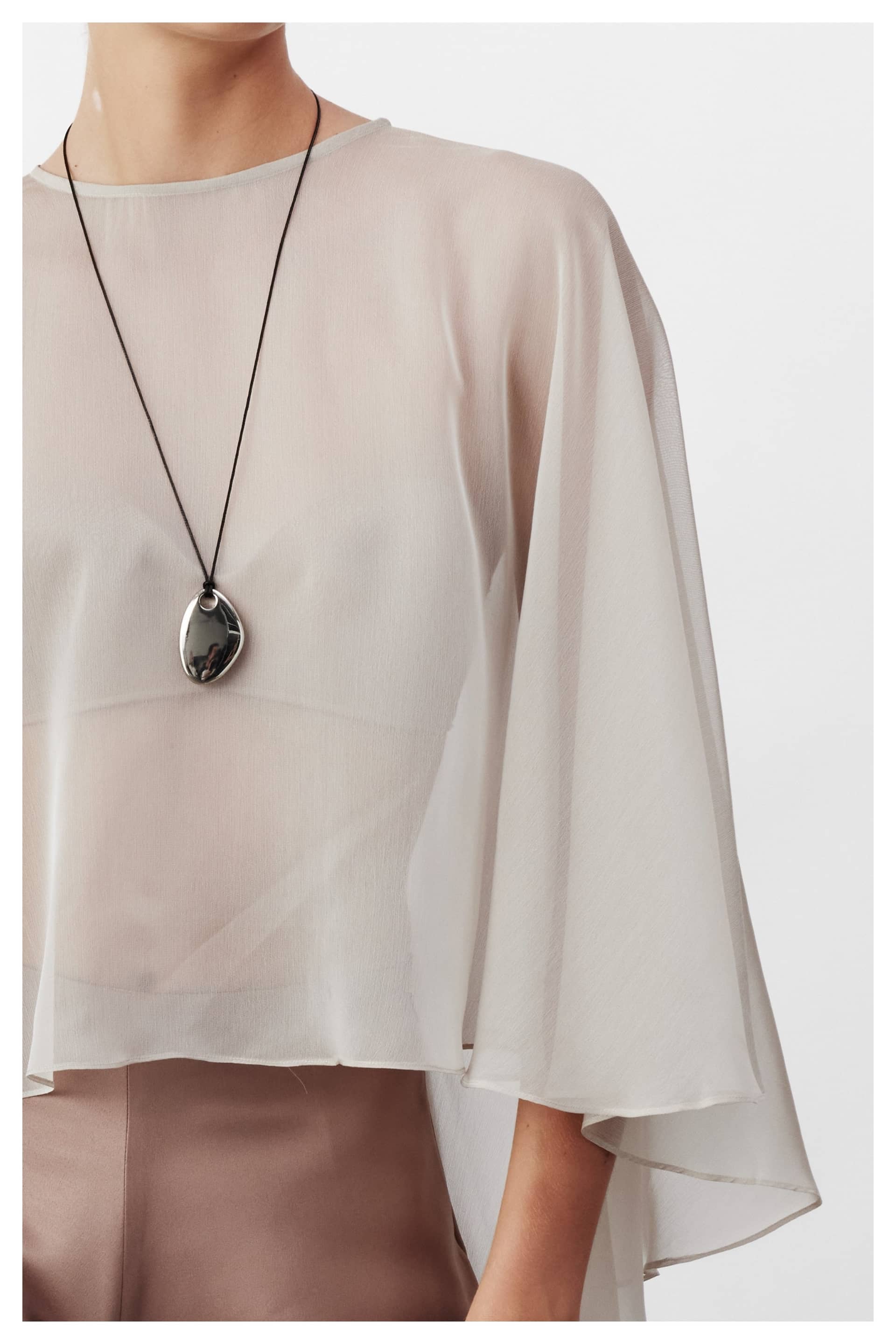 Viona Chiffon Cape In Smoked Grey made by Nazli Ceren