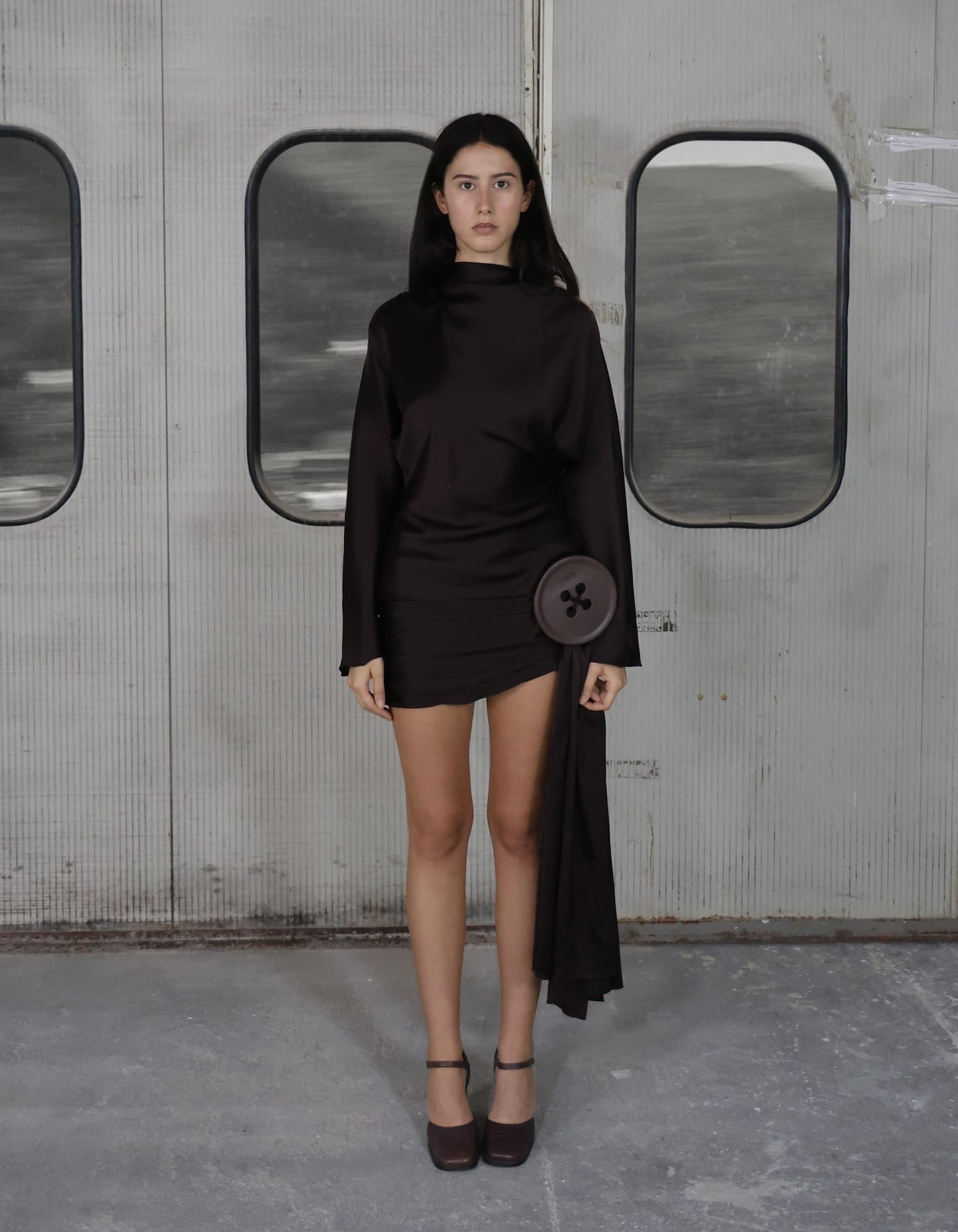 RESSA Mini Skirt Set In Brown Silk made by MAET