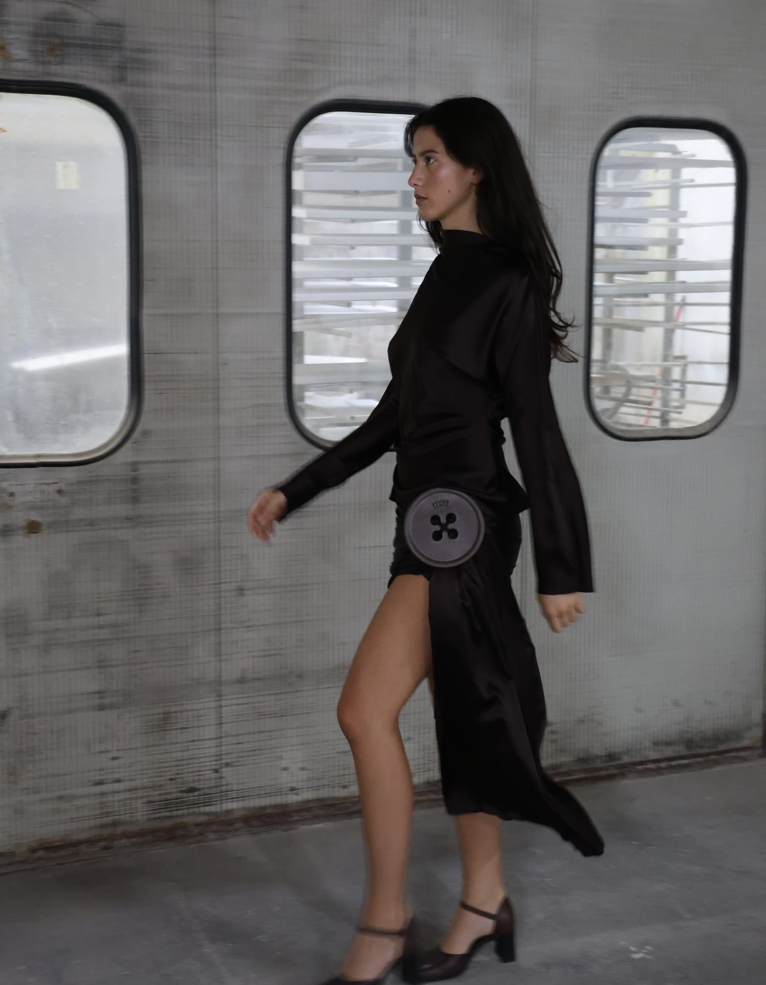 RESSA Mini Skirt Set In Brown Silk made by MAET