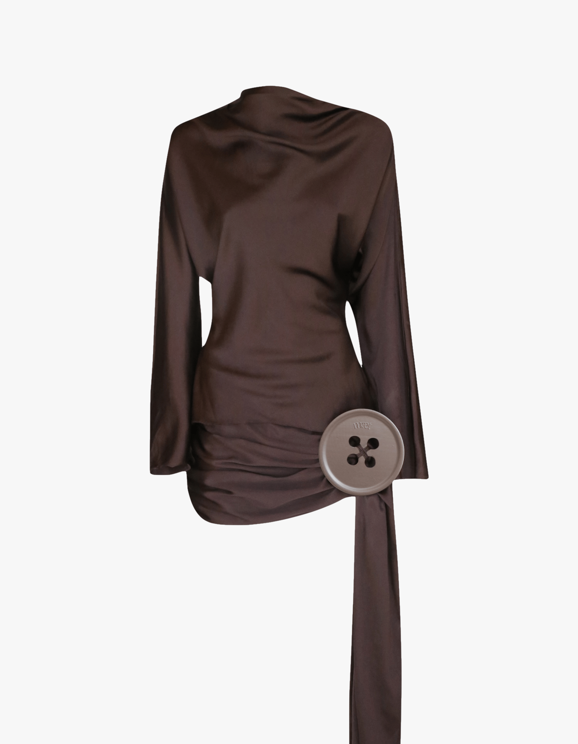 RESSA Mini Skirt Set In Brown Silk made by MAET