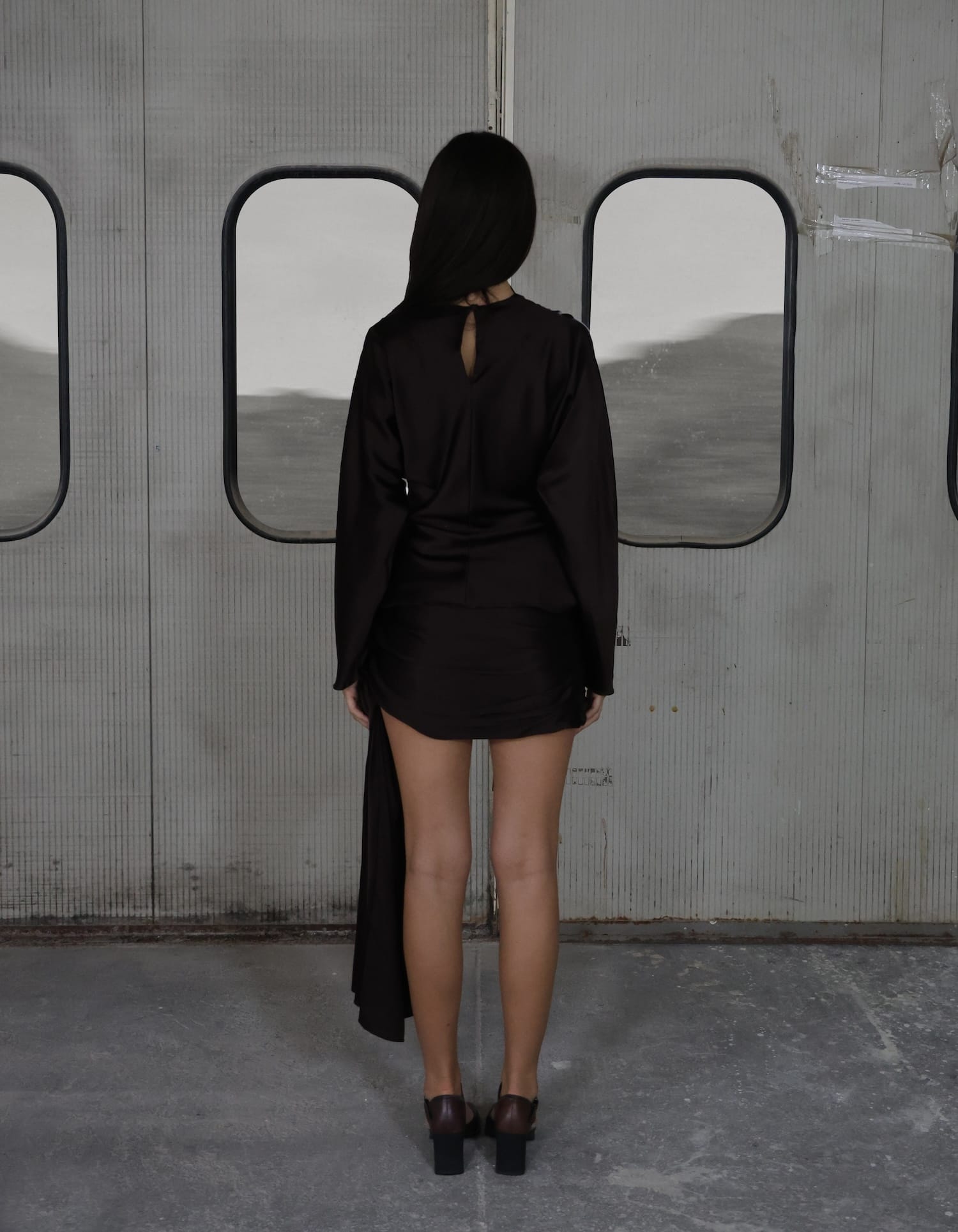 RESSA Mini Skirt Set In Brown Silk made by MAET