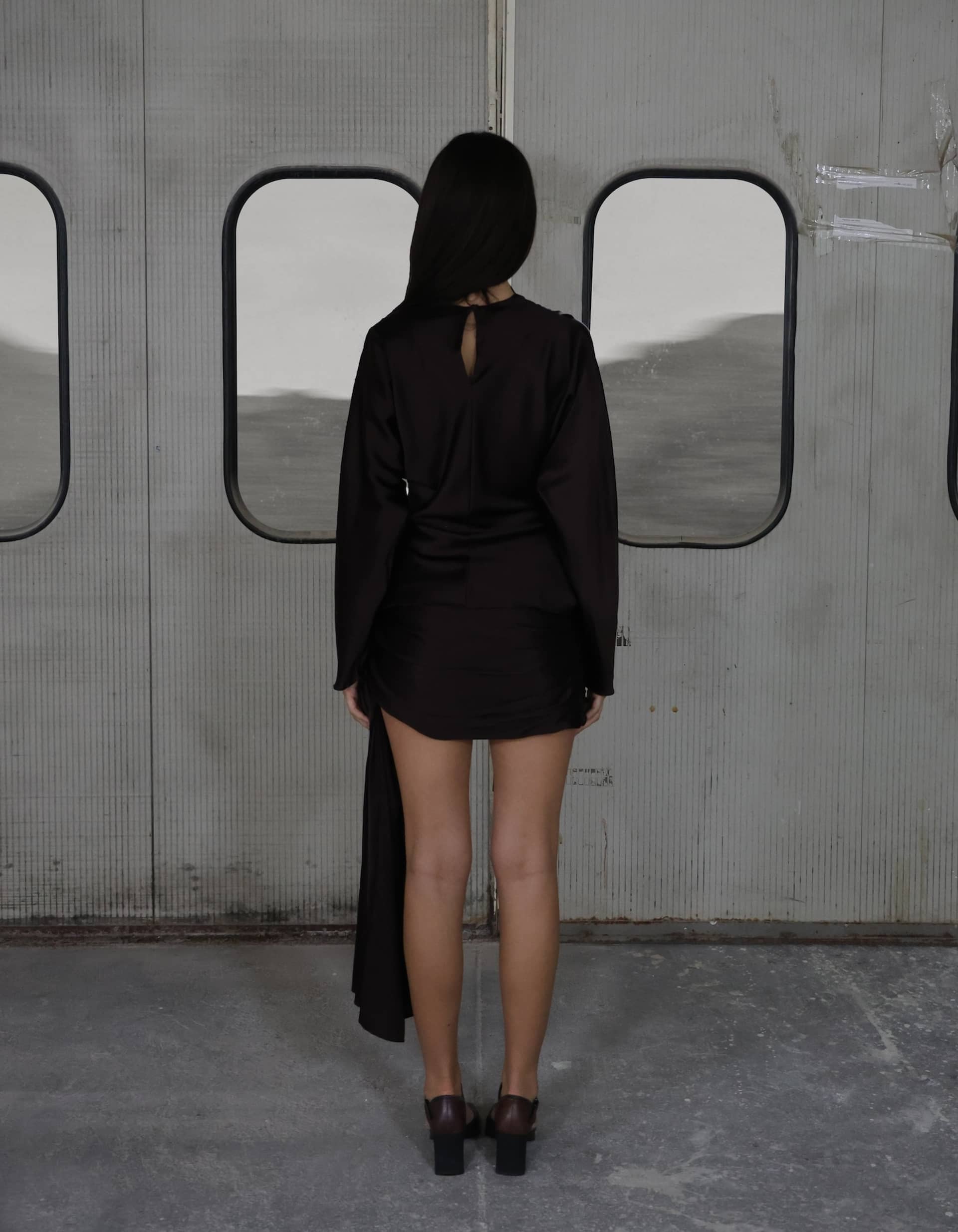 RESSA Mini Skirt Set In Brown Silk made by MAET