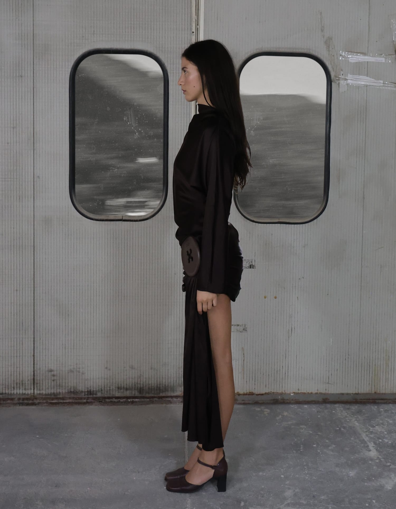 RESSA Mini Skirt Set In Brown Silk made by MAET