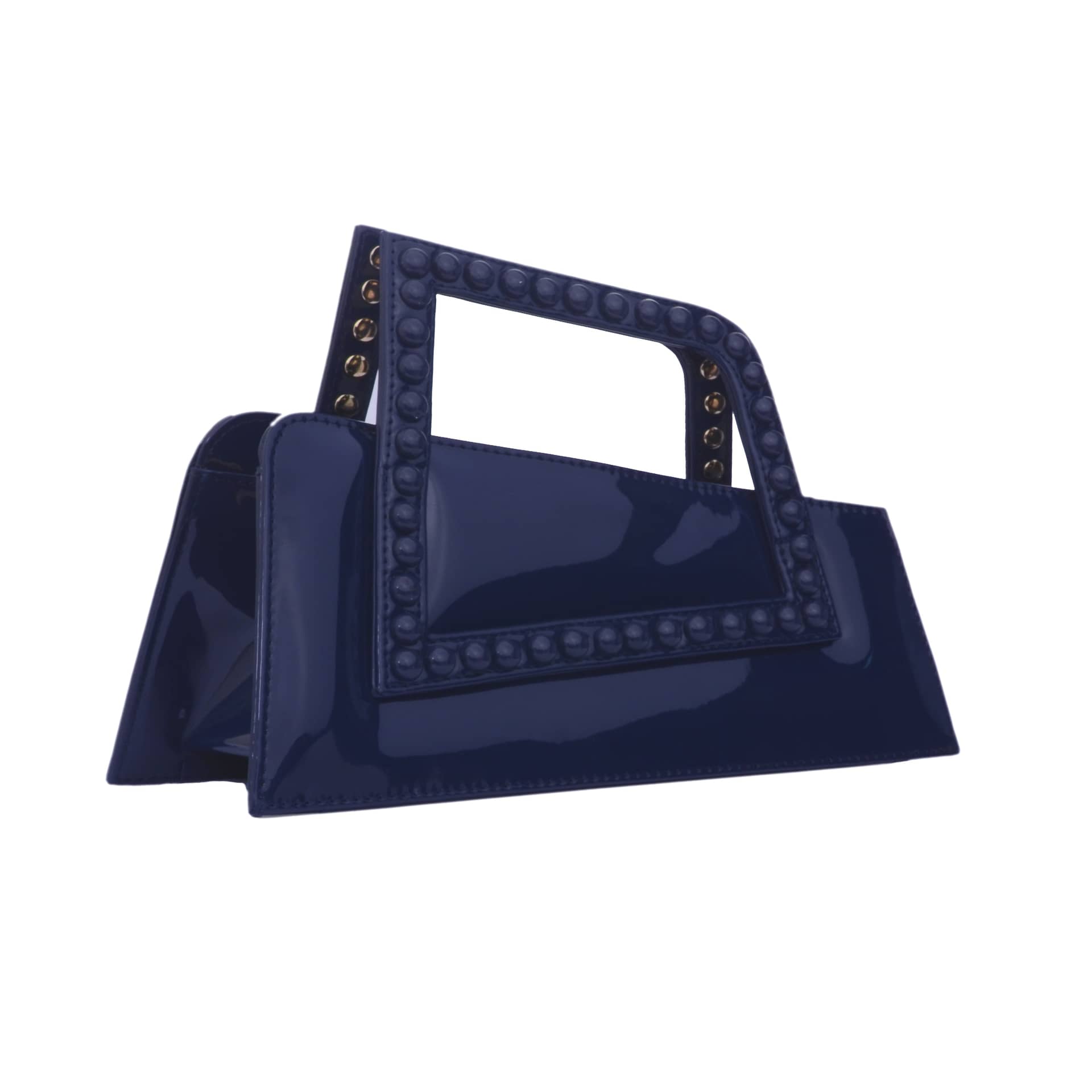 Jalila - Patent Navy Blue - Top Handle Bag made by ALIEL
