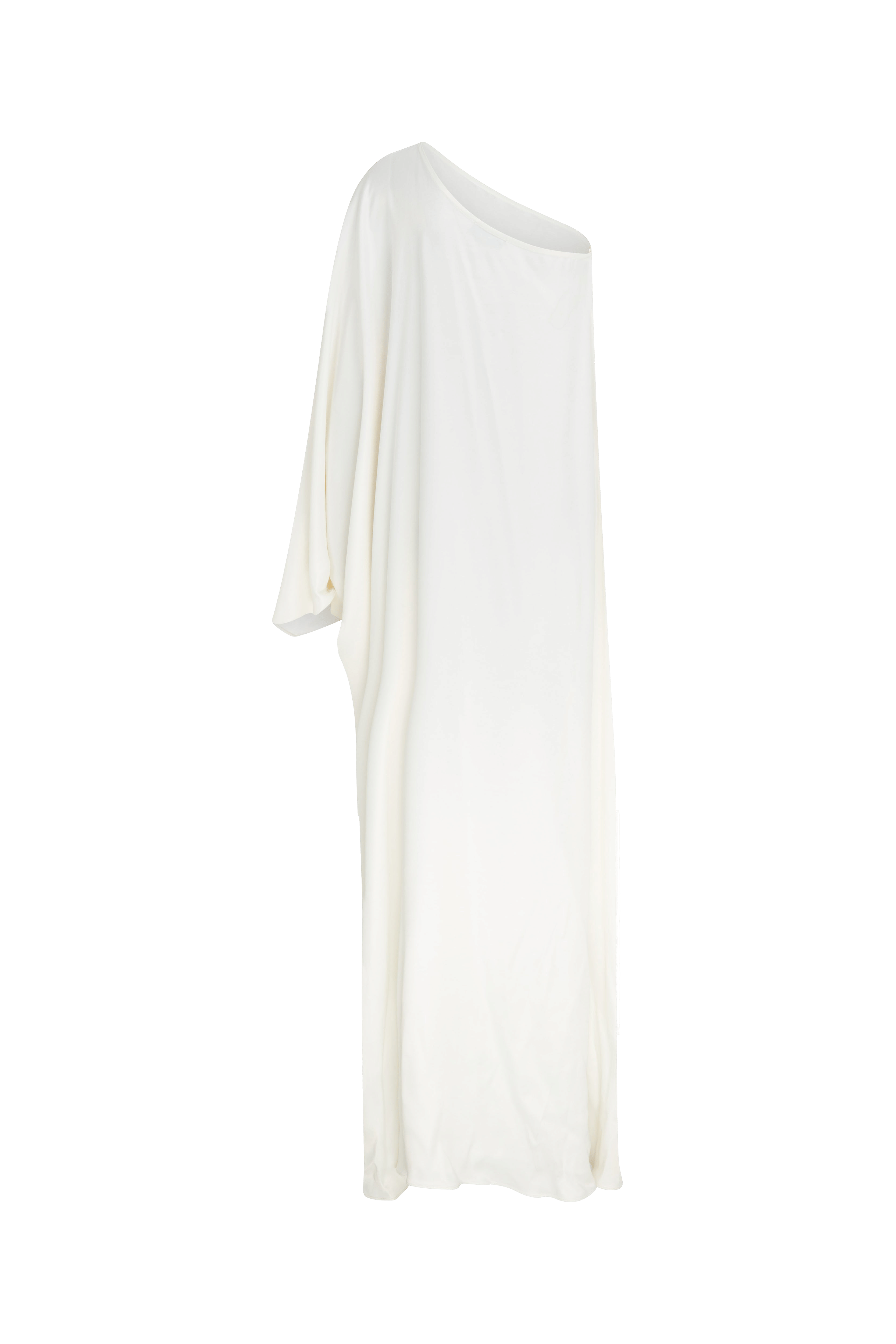 Venus One-Shoulder Satin Maxi Dress in White Swan made by Nazli Ceren