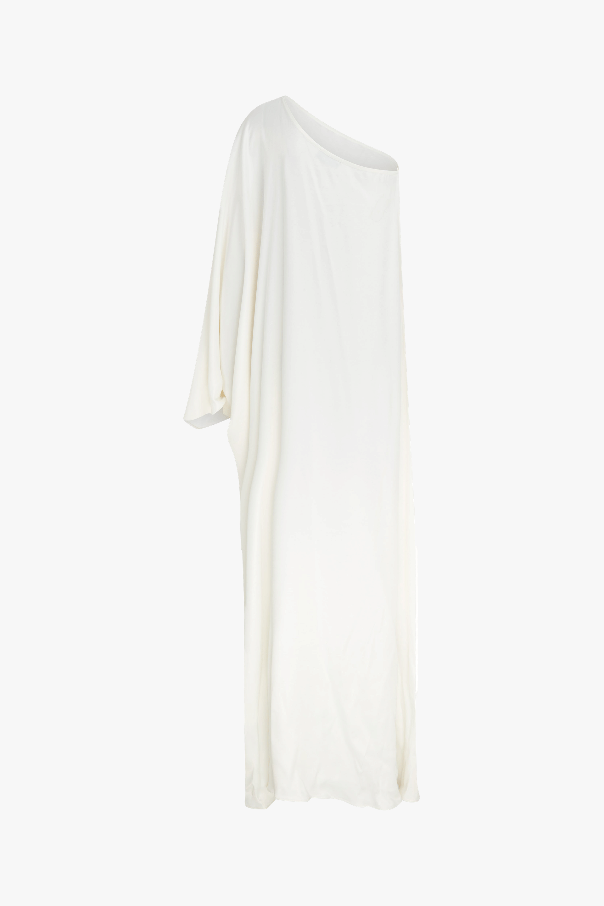 Venus One-Shoulder Satin Maxi Dress in White Swan made by Nazli Ceren