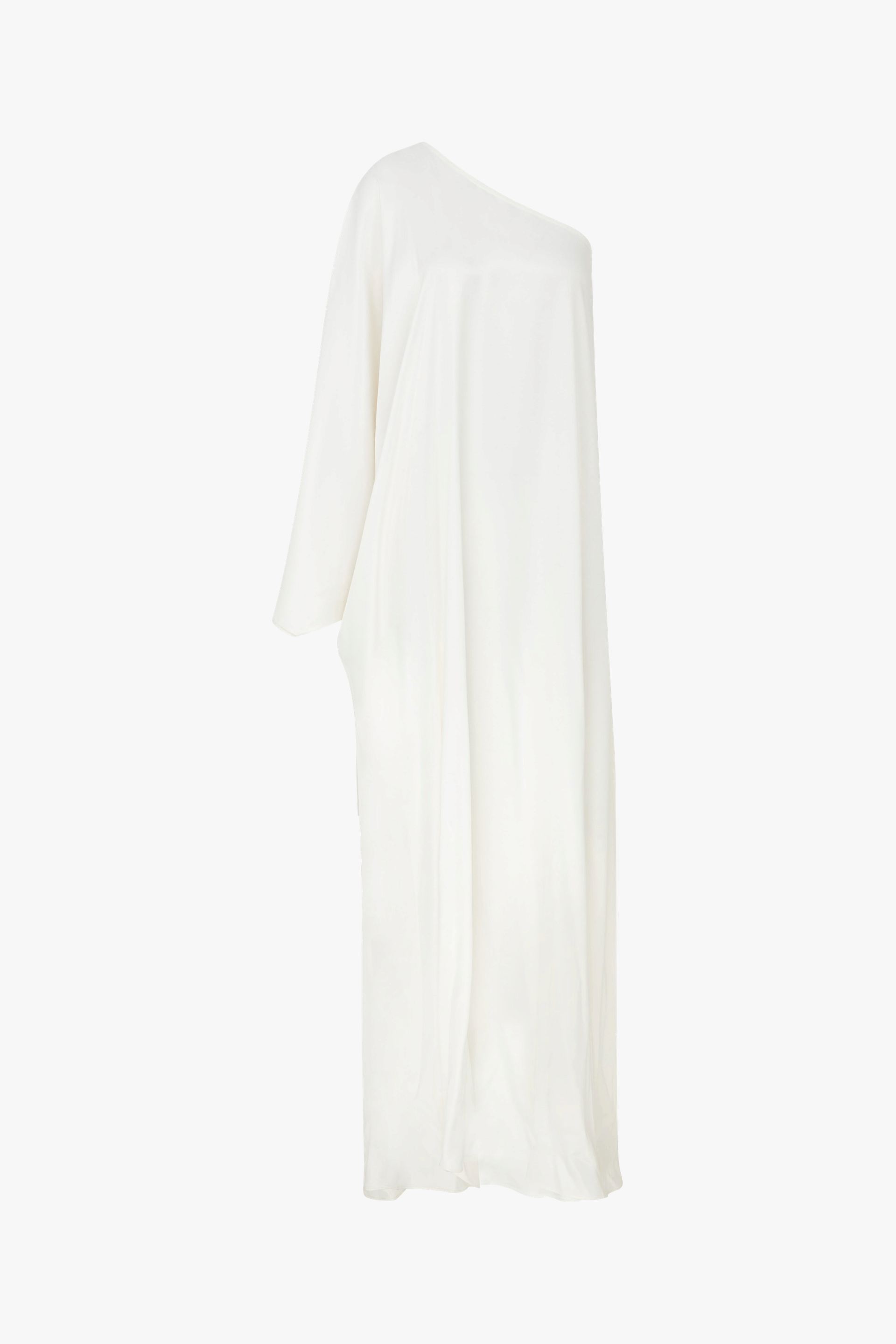 Venus One-Shoulder Satin Maxi Dress in White Swan made by Nazli Ceren