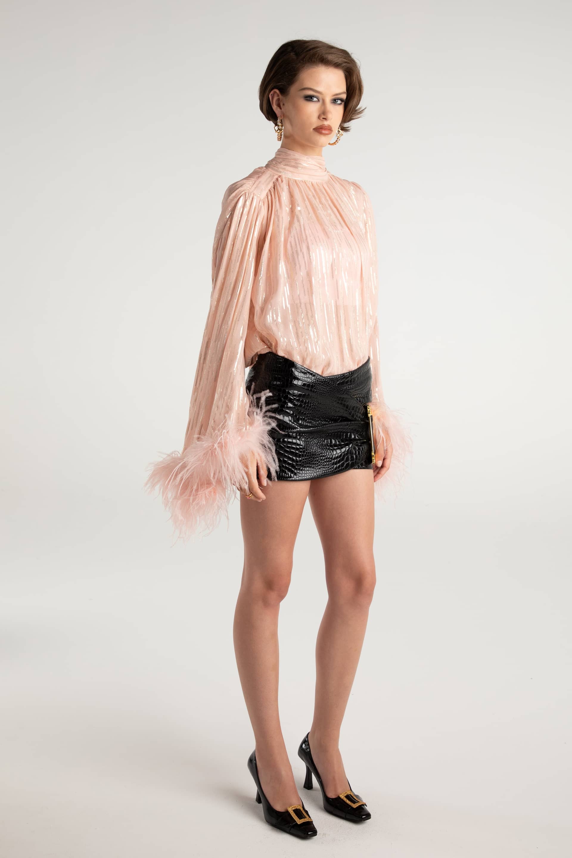 Miranda Leather Mini Skirt (Black) made by Nana Jacqueline