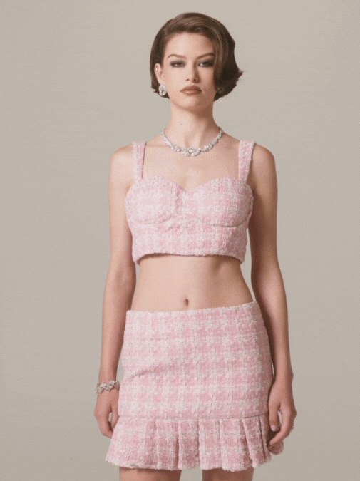 Chelsea Tweed Skirt Set (Pink) in Pink made by Nana Jacqueline