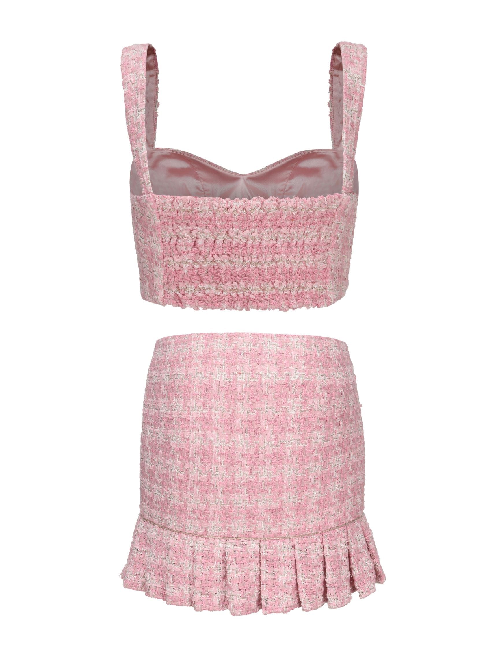 Chelsea Tweed Skirt Set  (Pink) in Pink made by Nana Jacqueline
