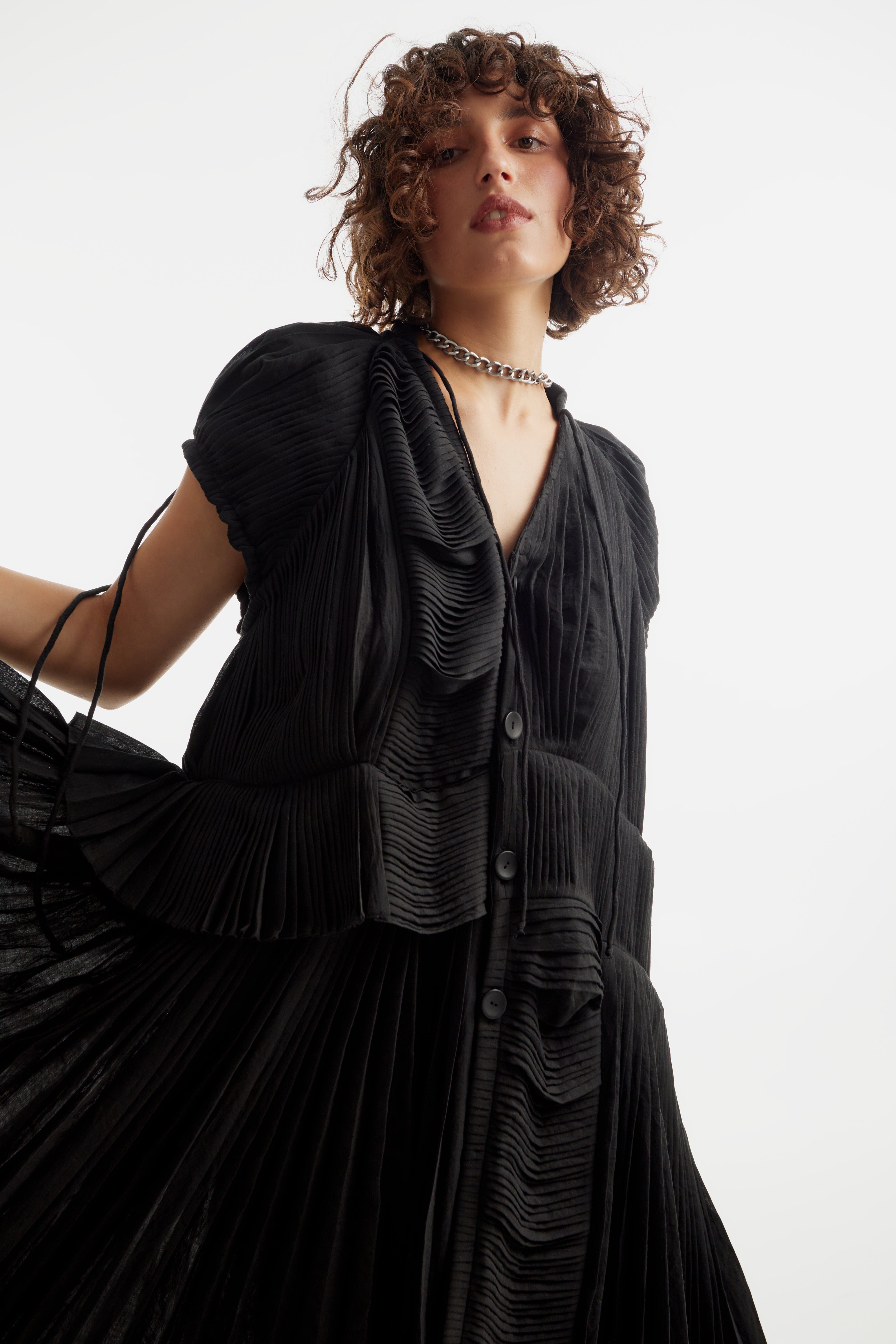 Fully hand-pleated midi DRESS made by Tamar Keburia
