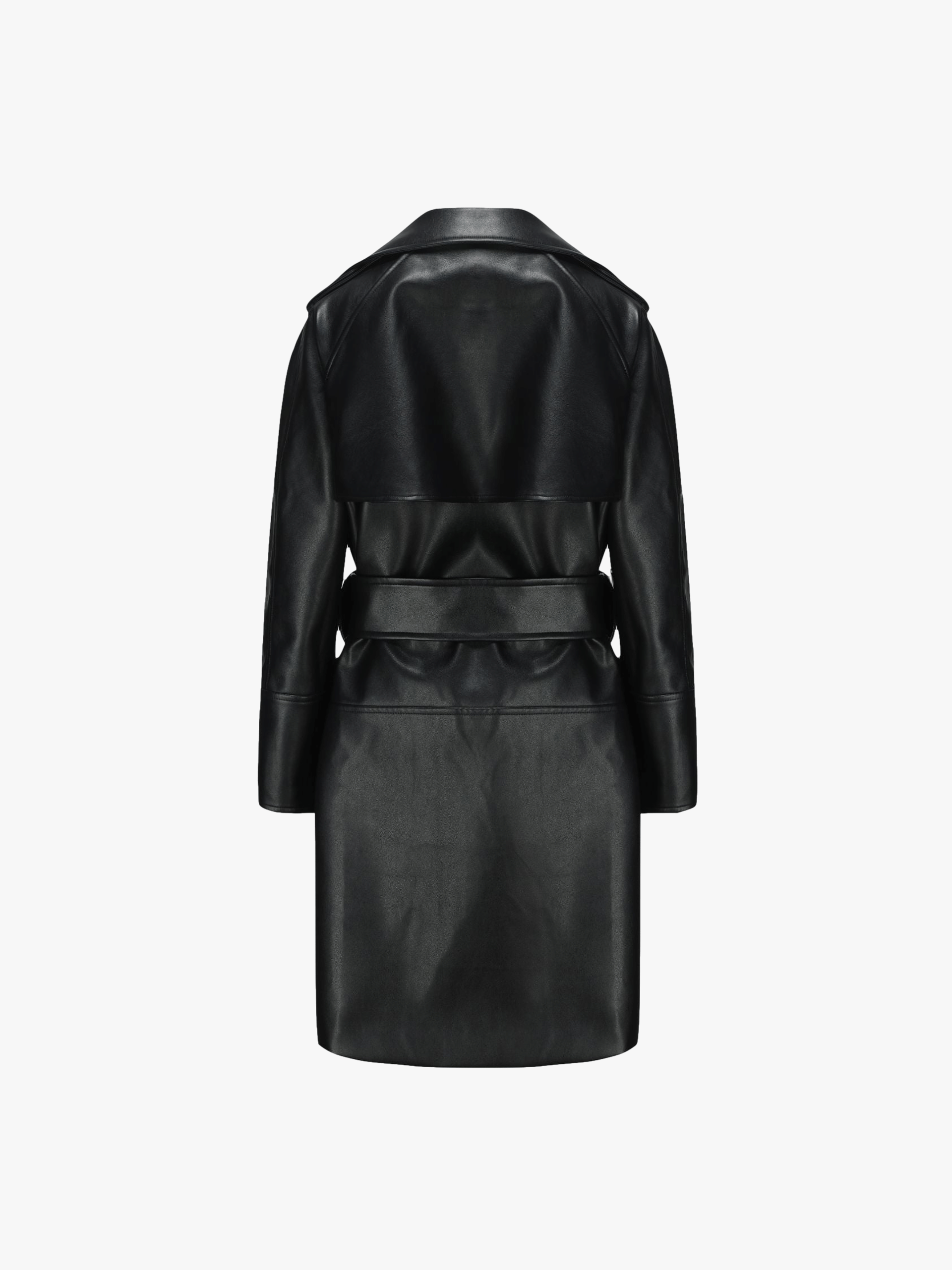 Keira Leather Trench Coat (Black) (Final Sale) in Black made by Nana Jacqueline